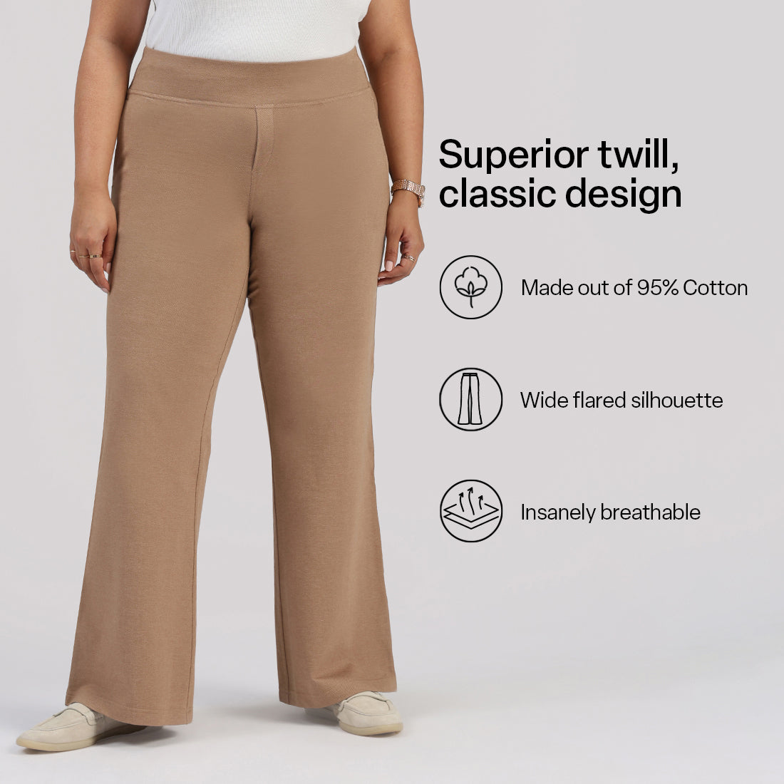 Work-To-Wine Twill Wide Leg Flare Pants