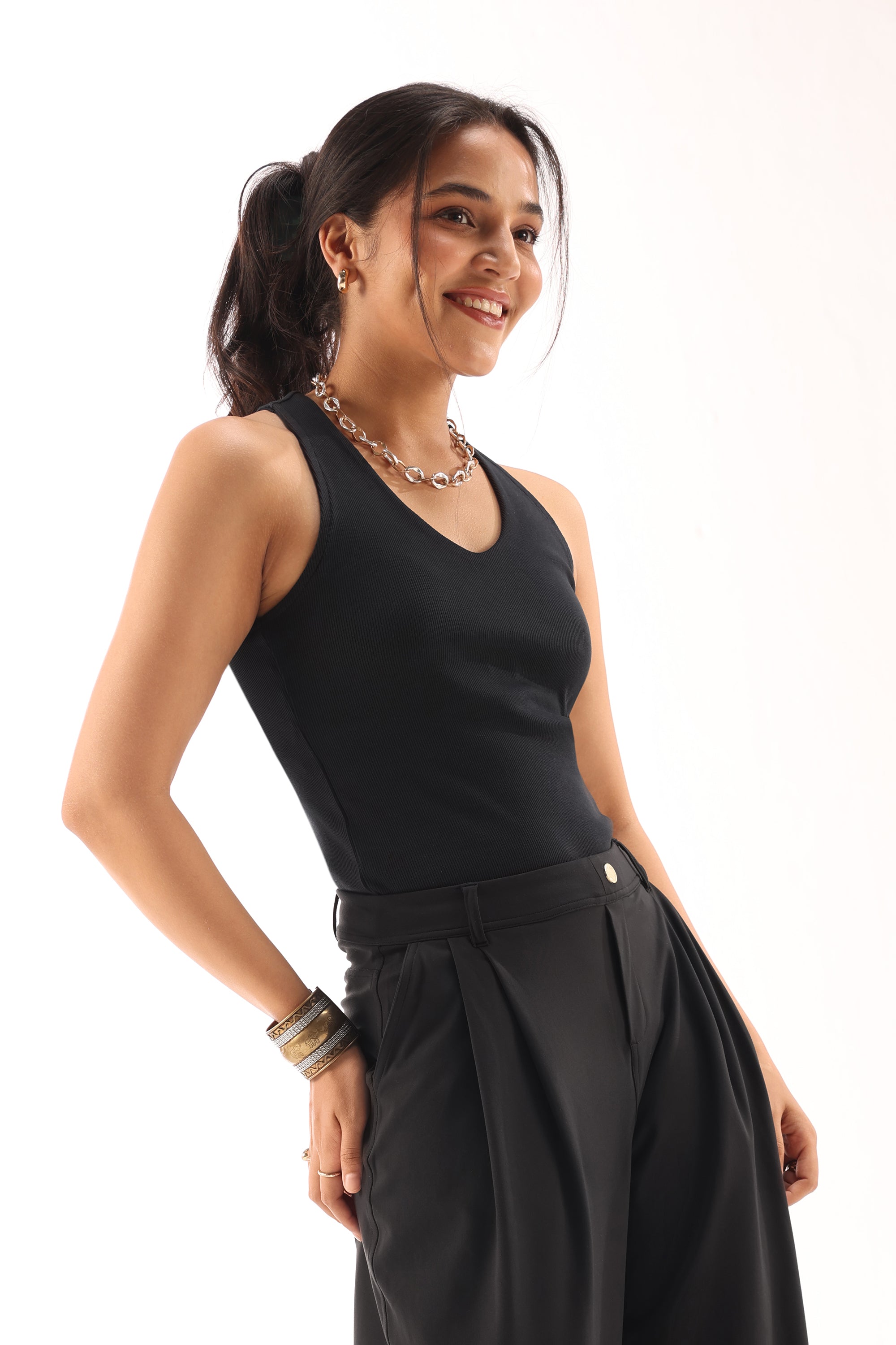 Blissentials V- Neck Racerback Built In Bra Top
