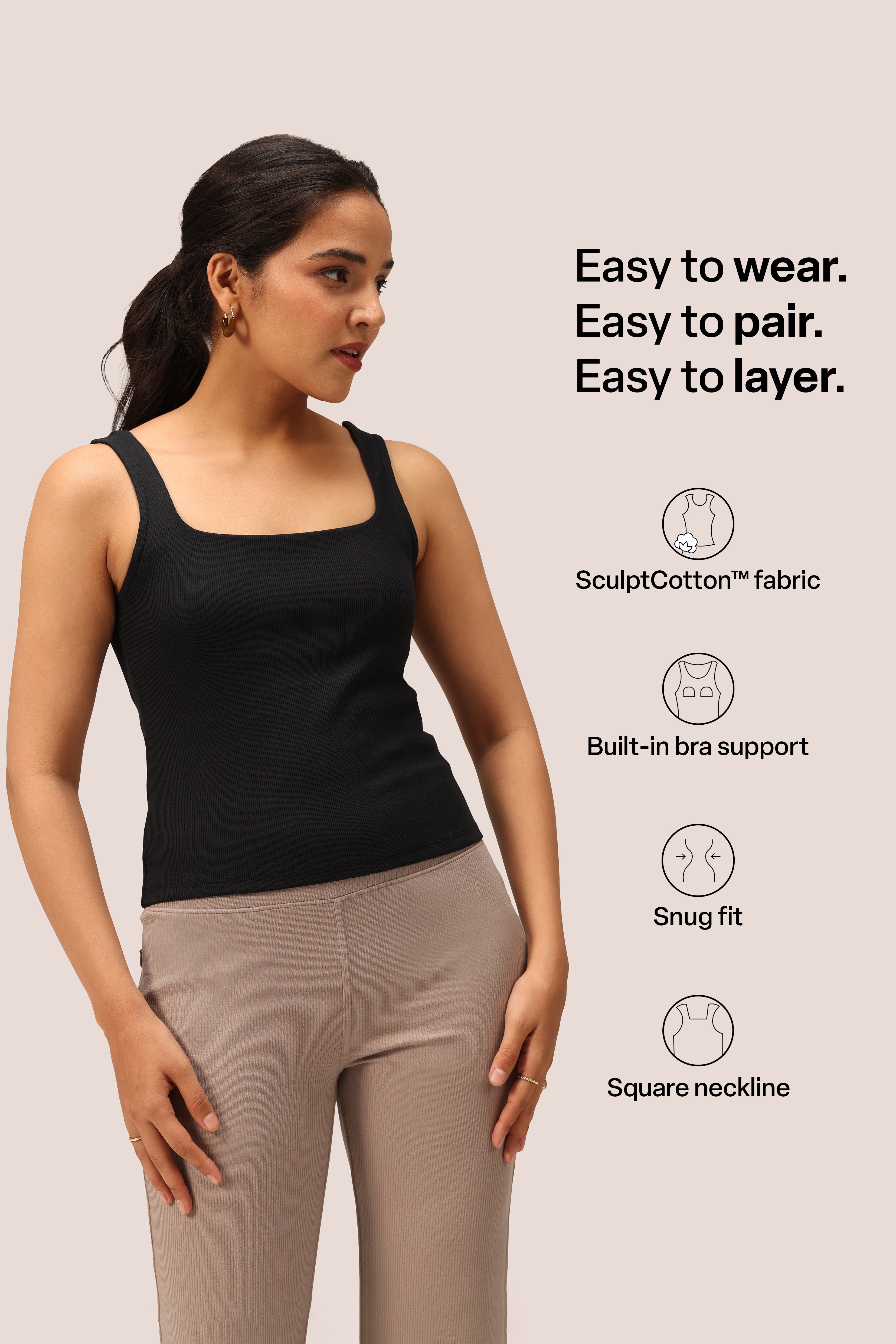 Blissentials Square Neck Built In Bra Top
