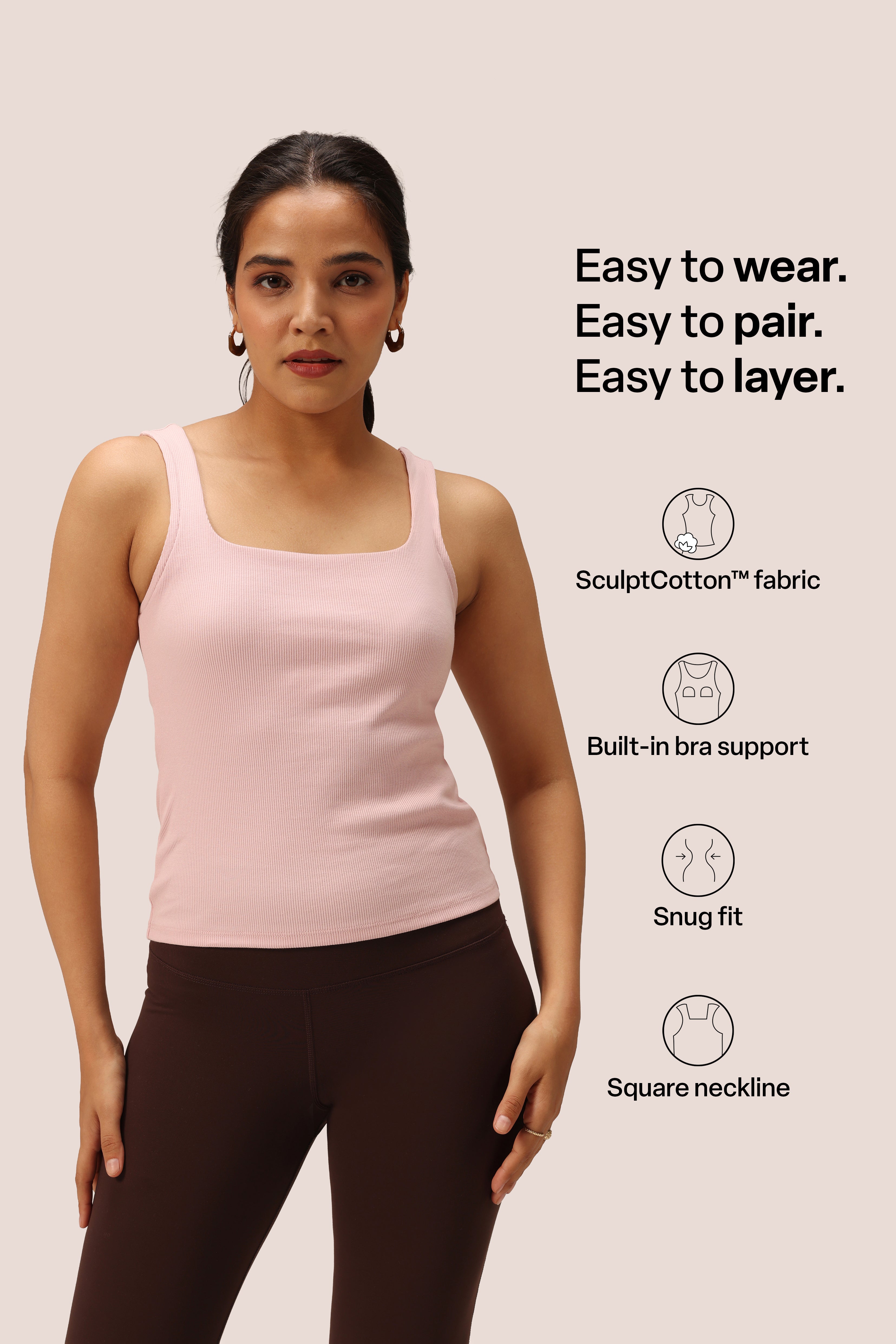 Blissentials Square Neck Built In Bra Top