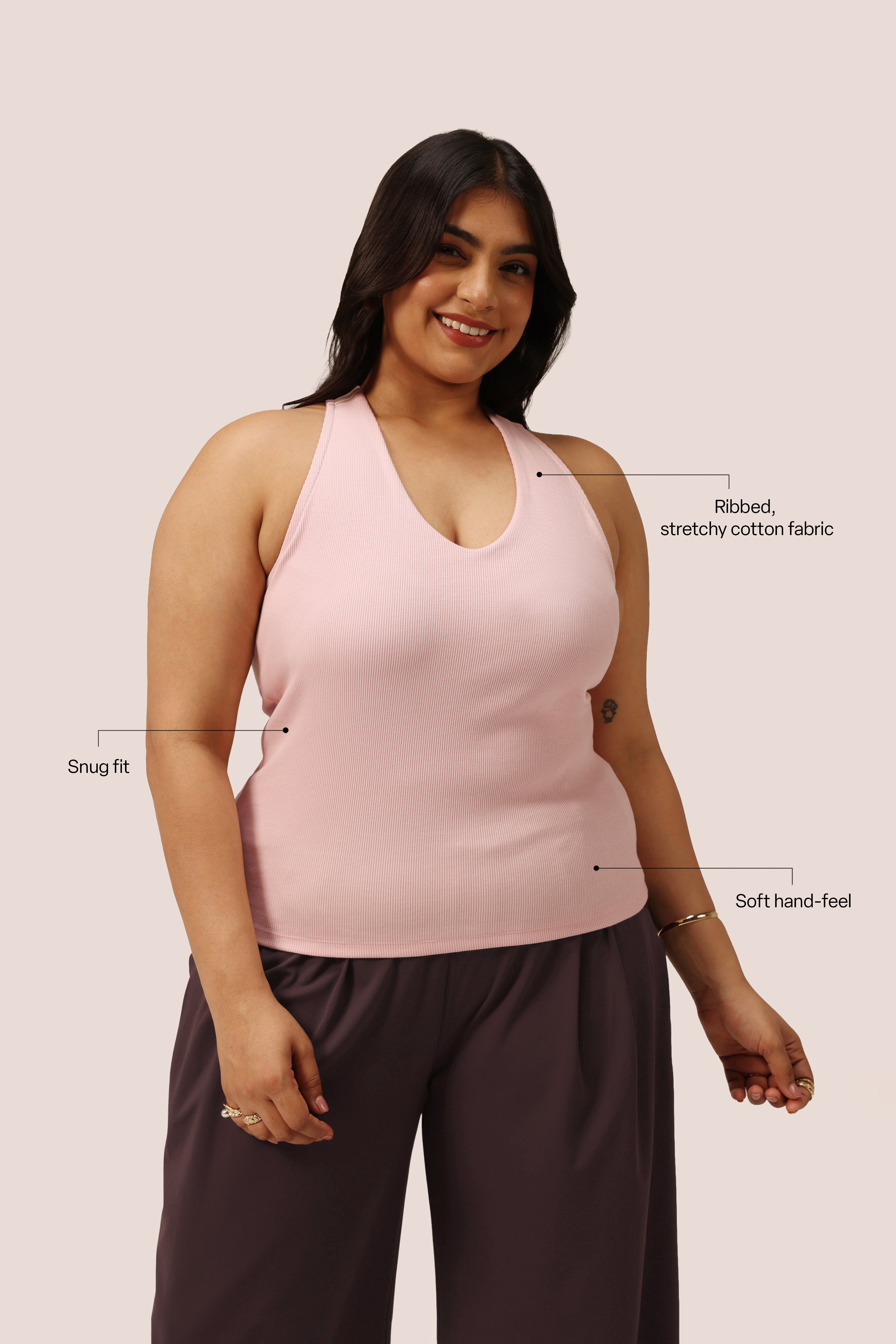 Blissentials V- Neck Racerback Built In Bra Top