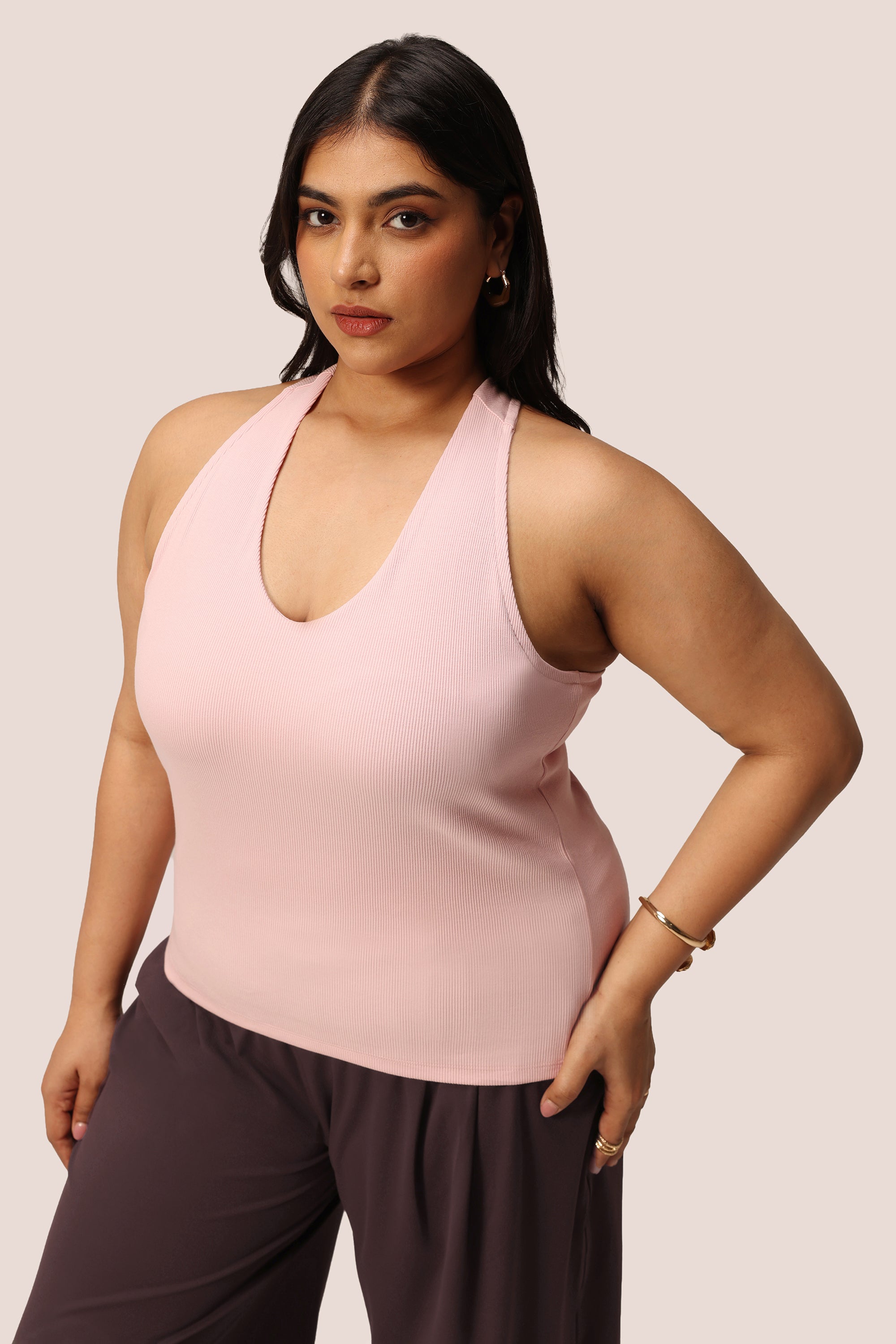 Blissentials V- Neck Racerback Built In Bra Top