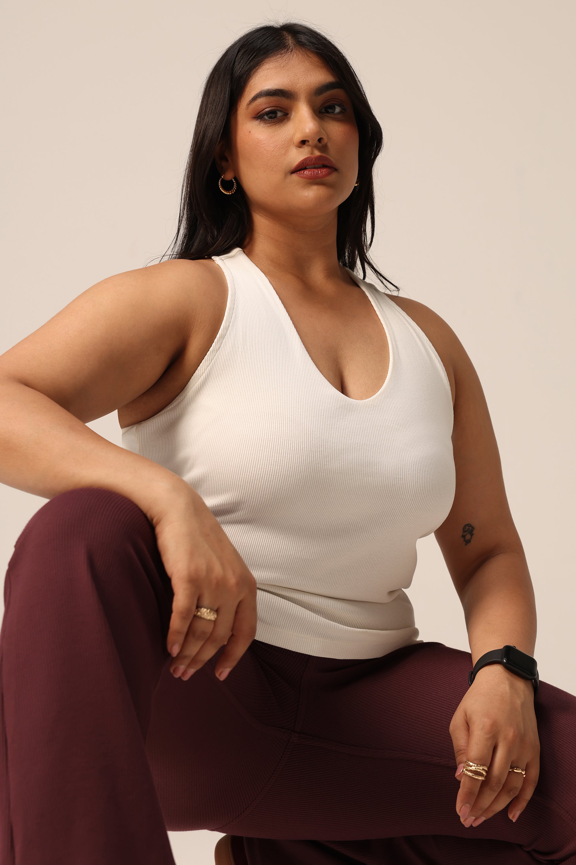 Blissentials V- Neck Racerback Built In Bra Top