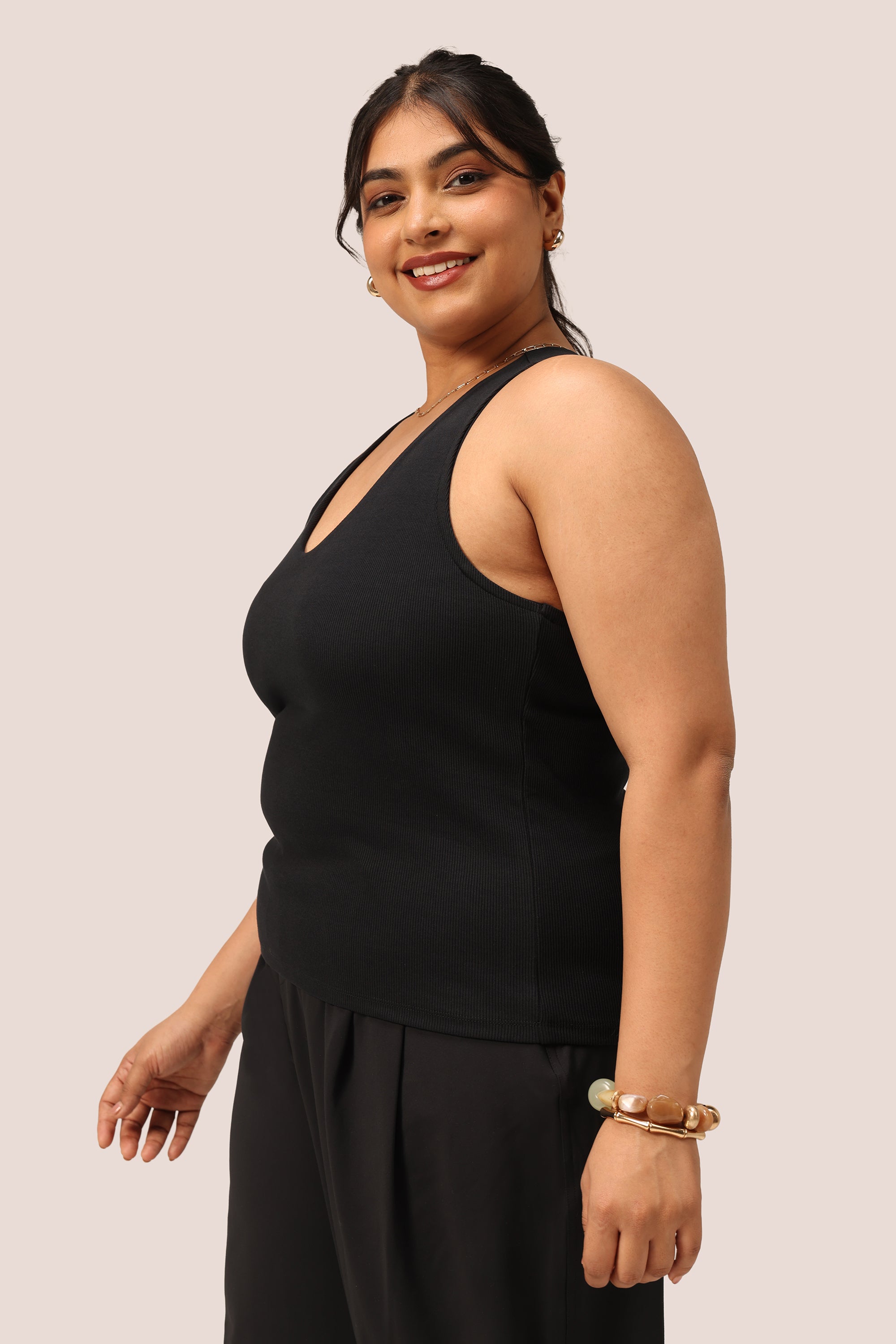Blissentials V- Neck Racerback Built In Bra Top