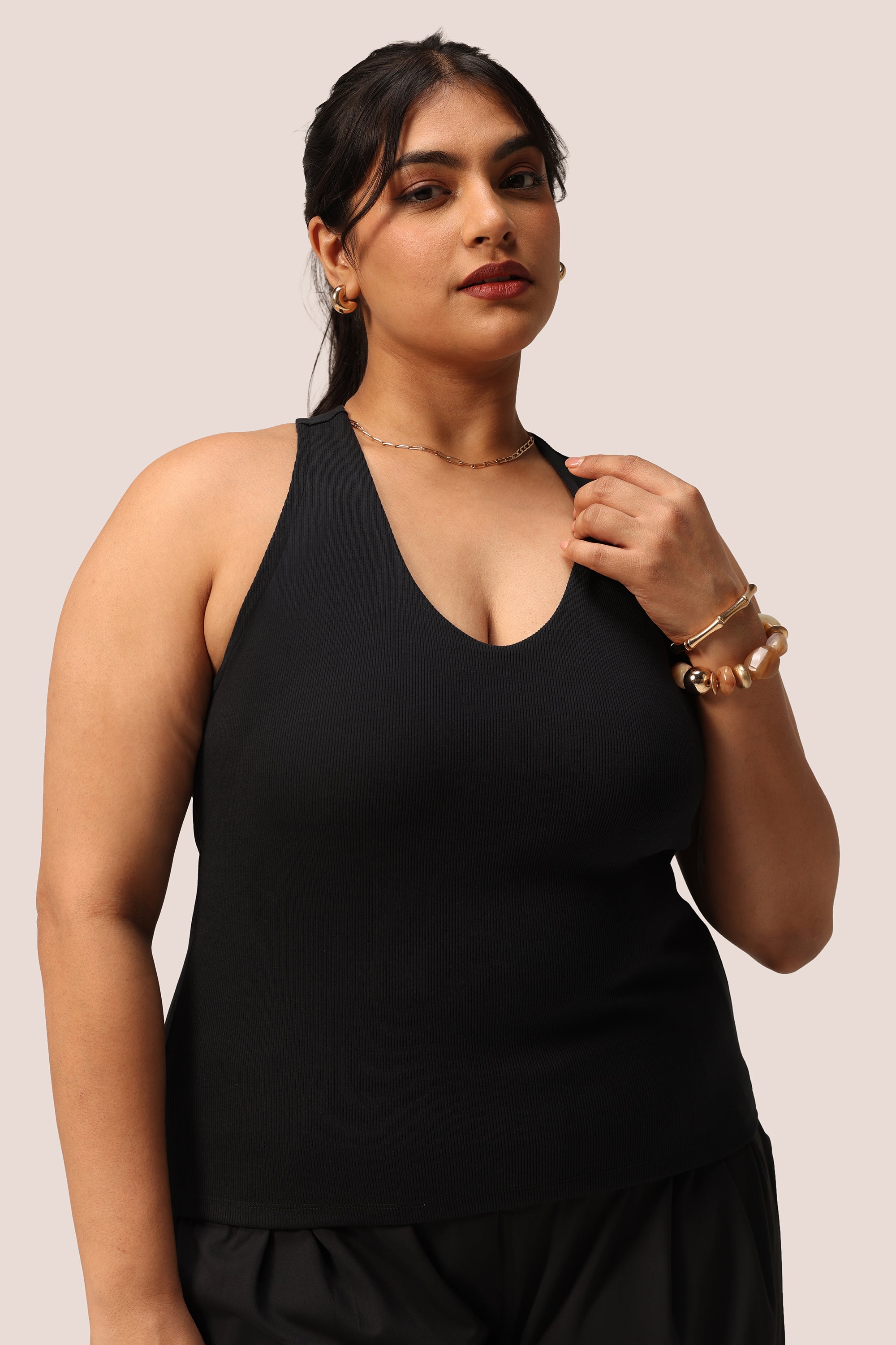 Blissentials V- Neck Racerback Built In Bra Top