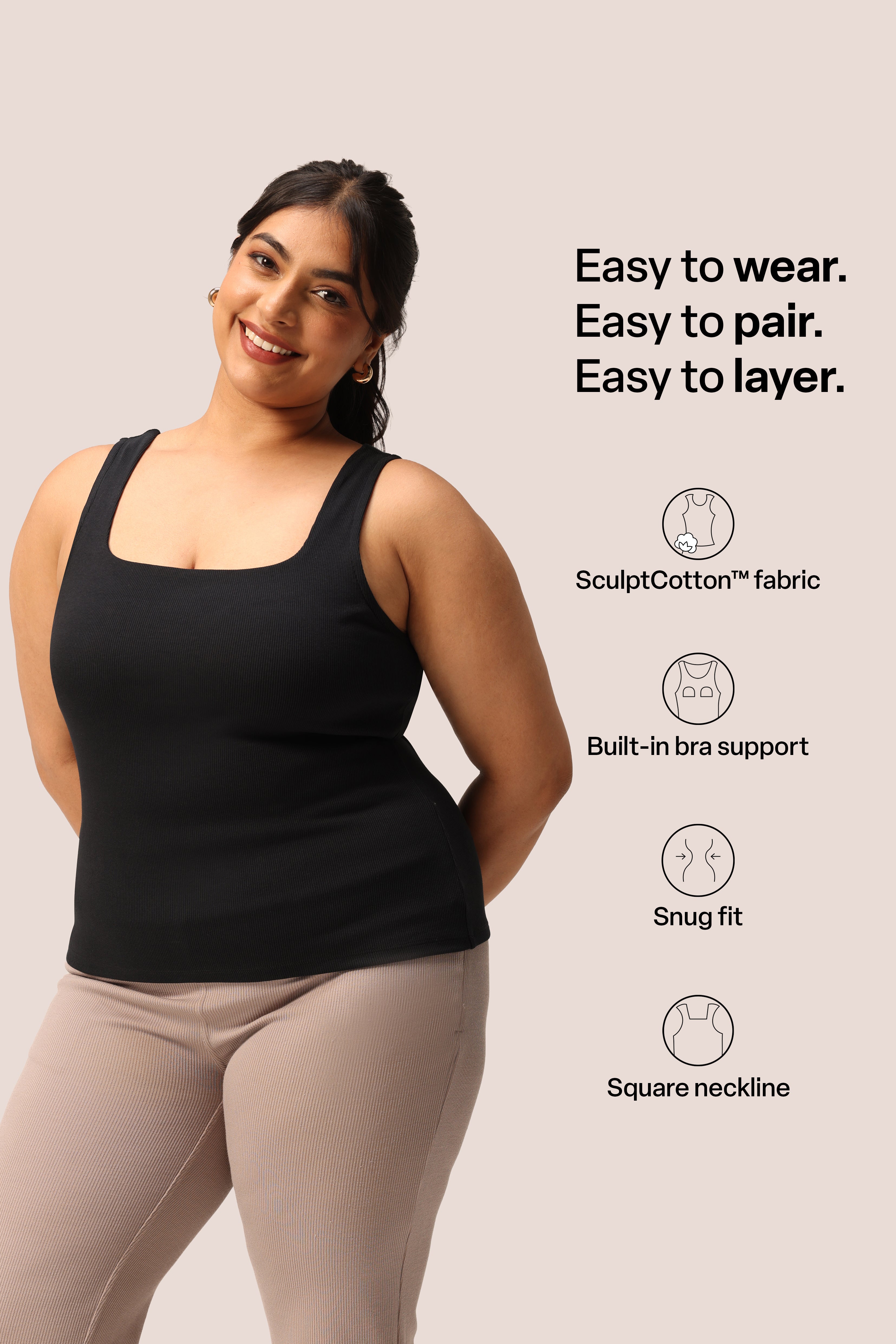Blissentials Square Neck Built In Bra Top