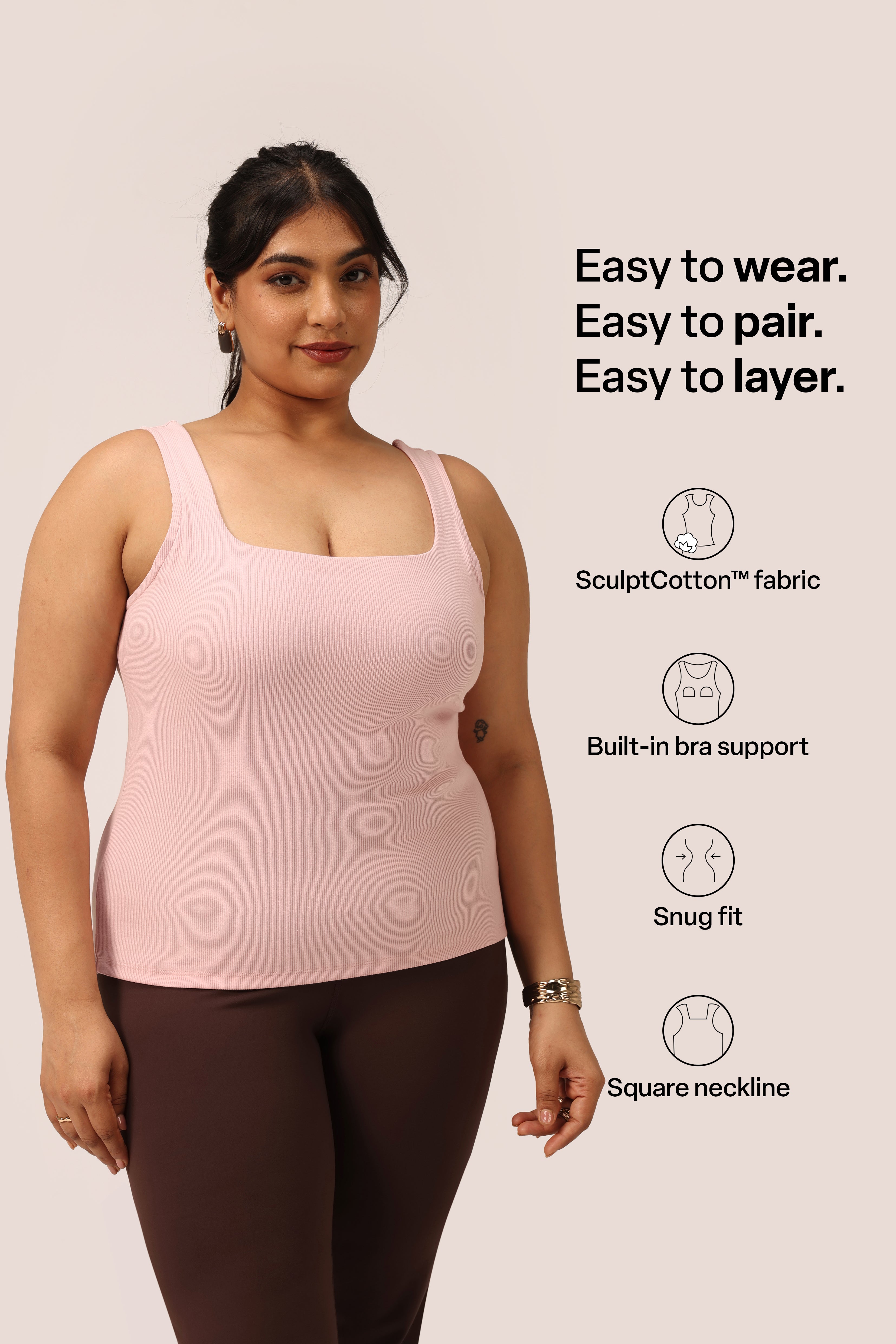 Blissentials Square Neck Built In Bra Top