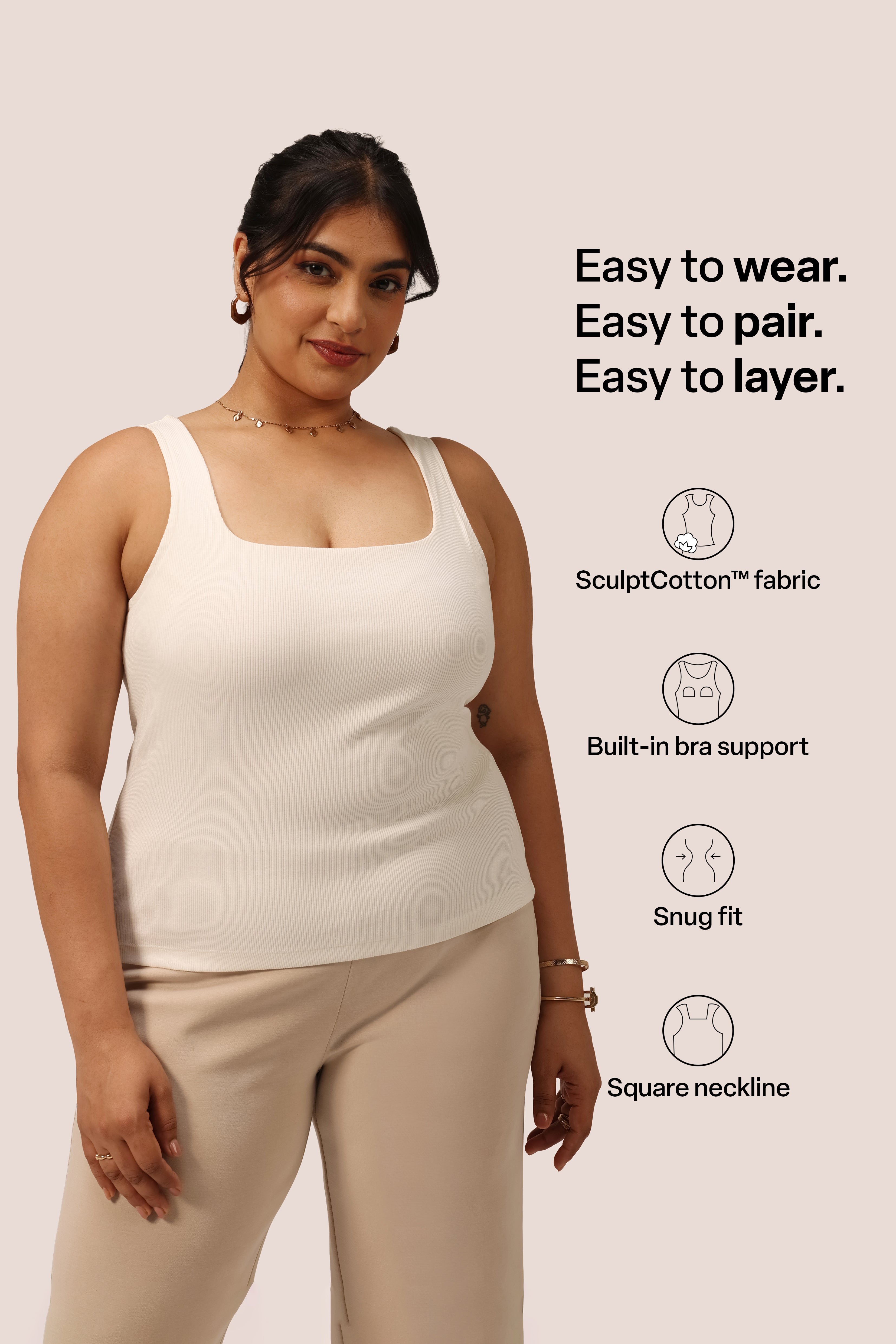 Blissentials Square Neck Built In Bra Top