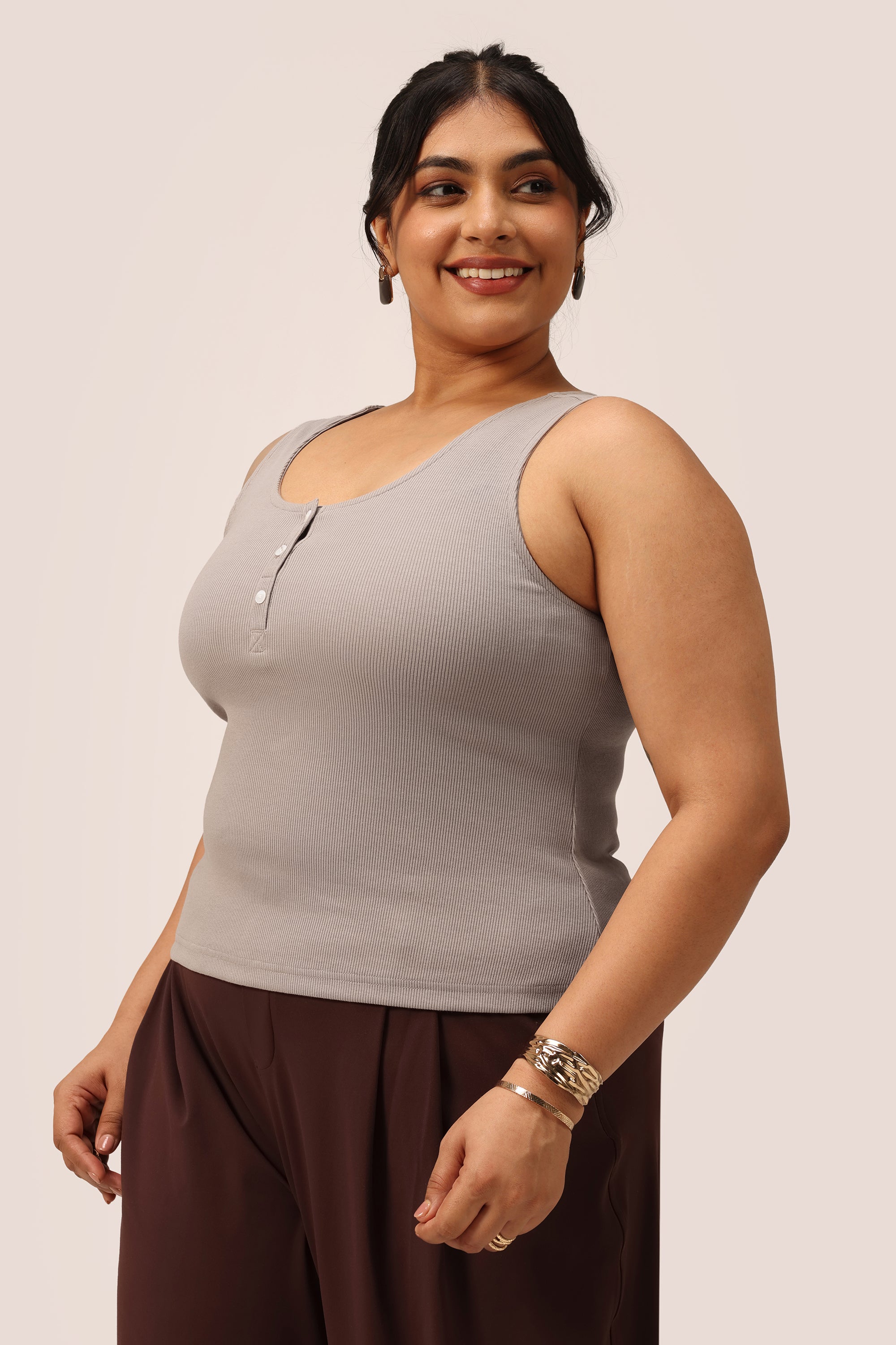 Blissentials Round Neck Henley Tank