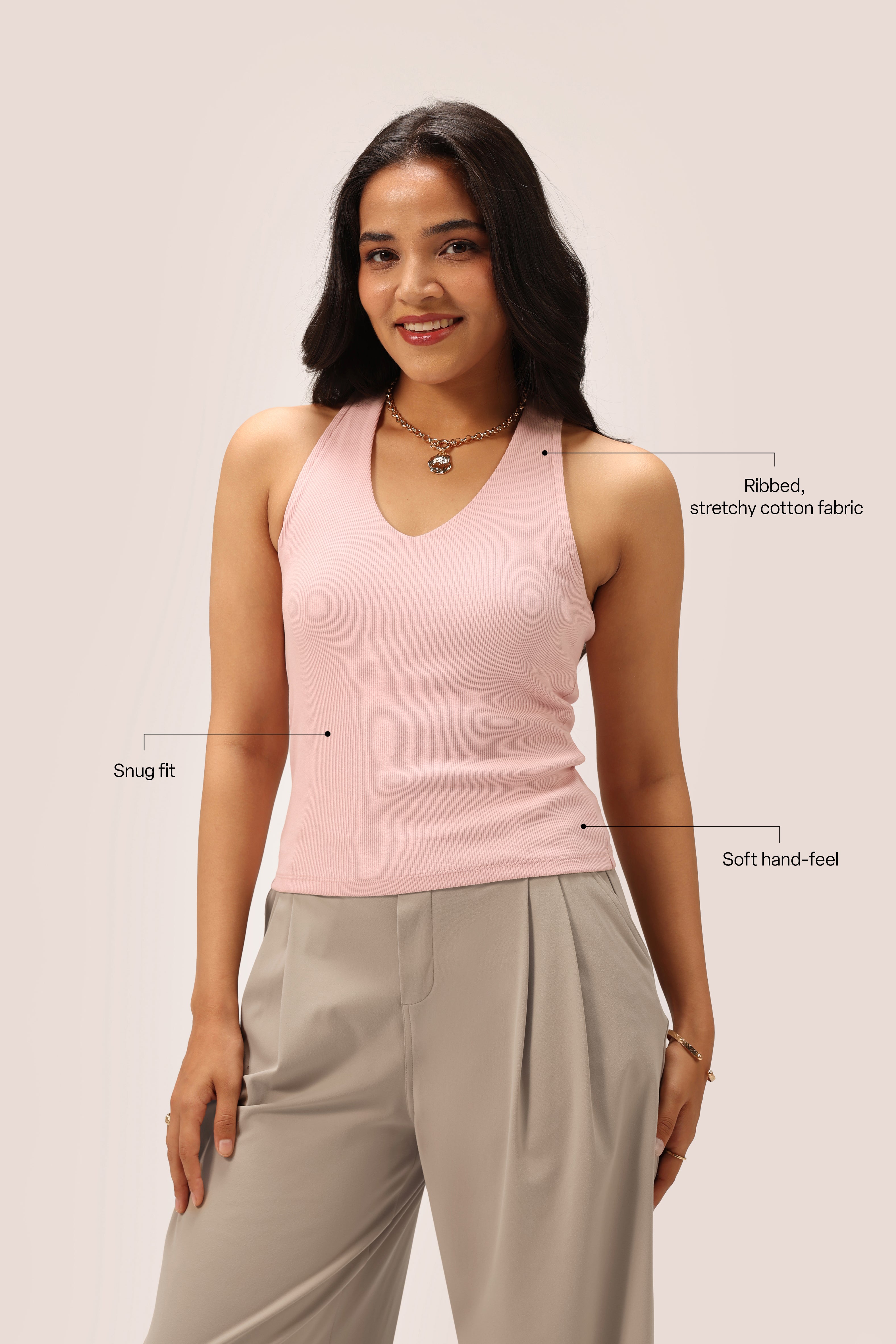 Blissentials V- Neck Racerback Built In Bra Top