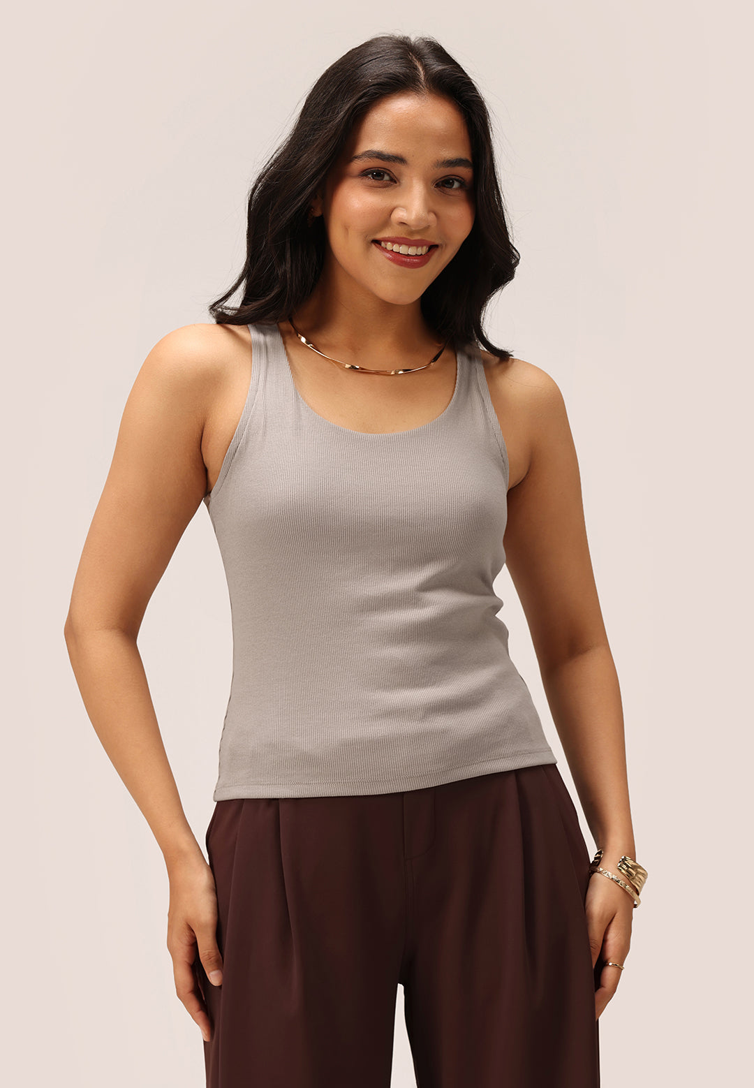 Blissentials Round Neck Built In Bra Top