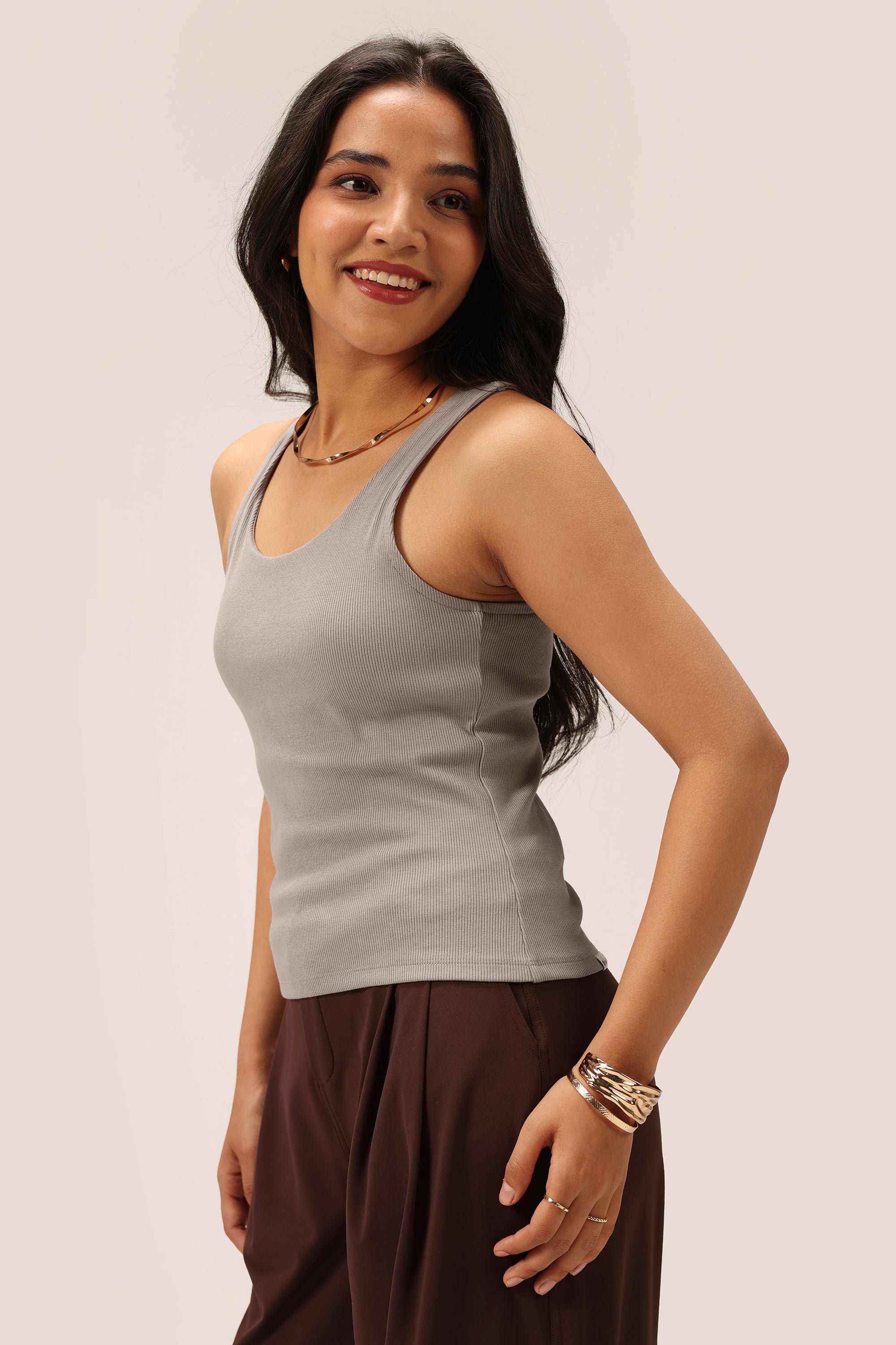 Blissentials Round Neck Built In Bra Top