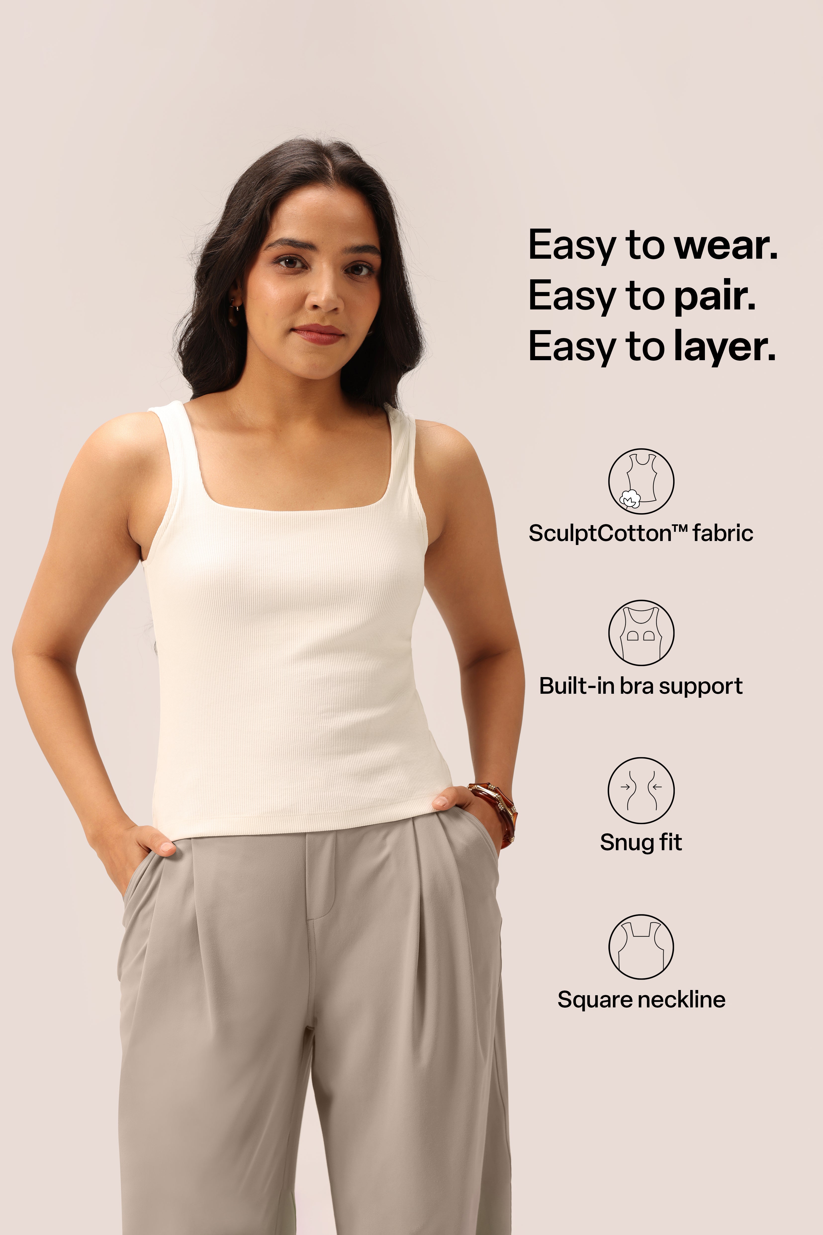 Blissentials Square Neck Built In Bra Top