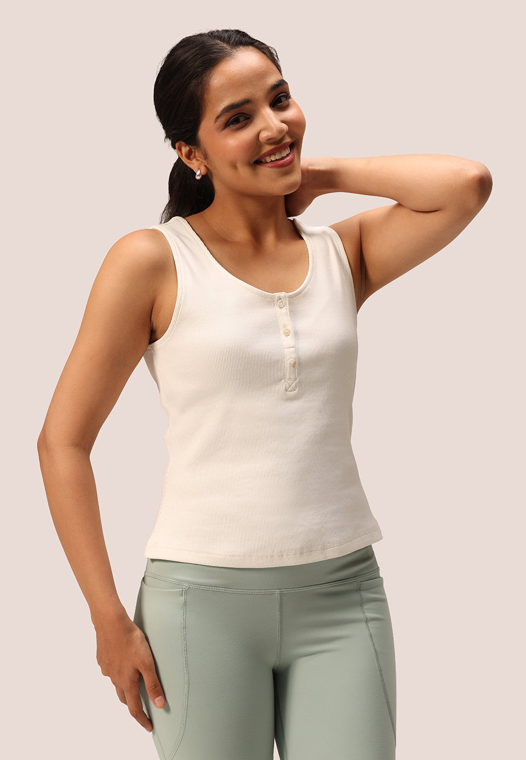 Blissentials Round Neck Henley Tank