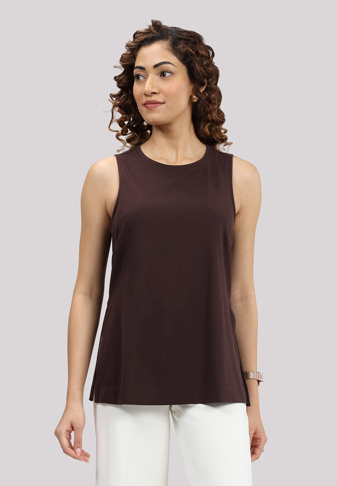 Last Tee Sleeveless Long Slit Top