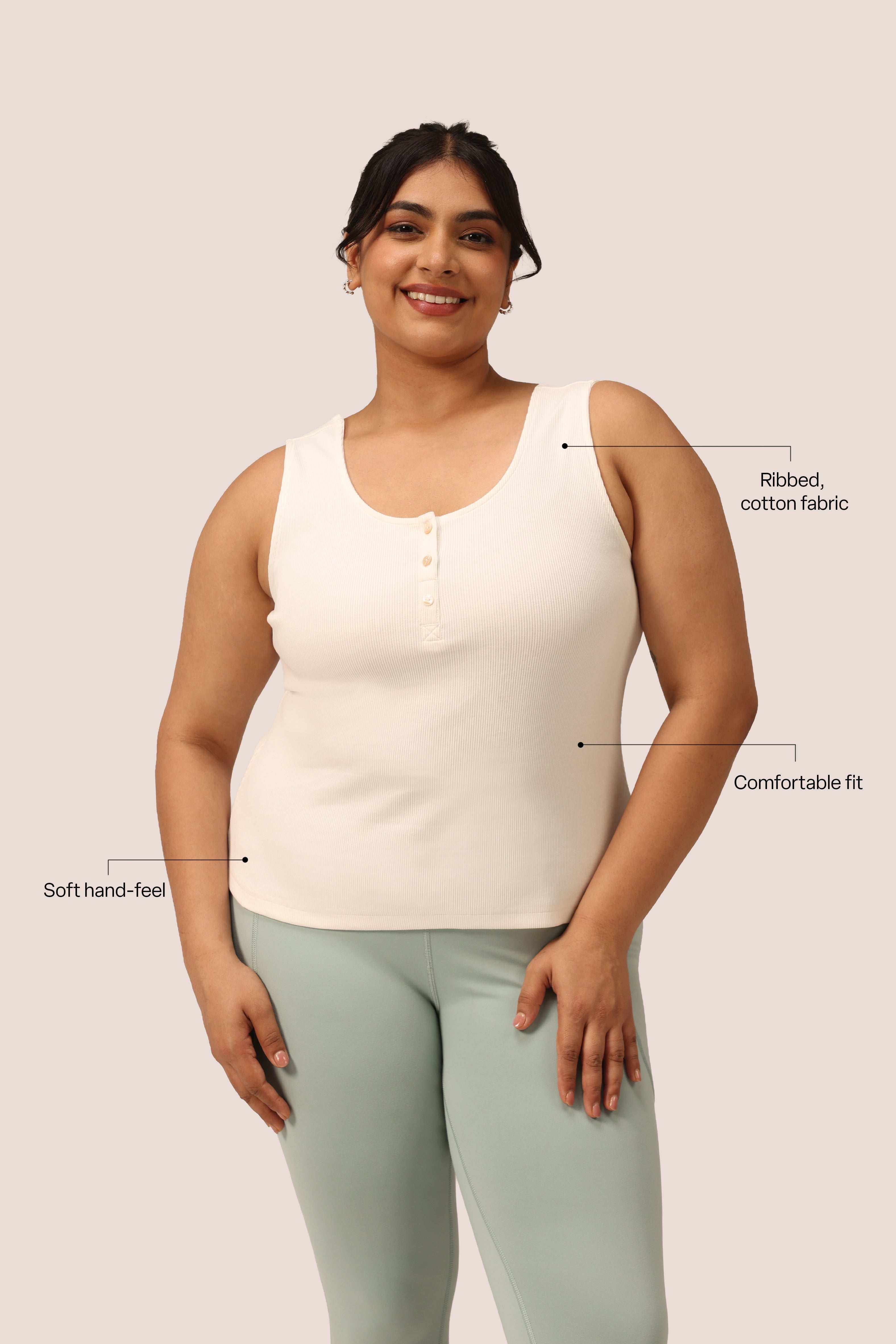 Blissentials Round Neck Henley Tank - BlissClub