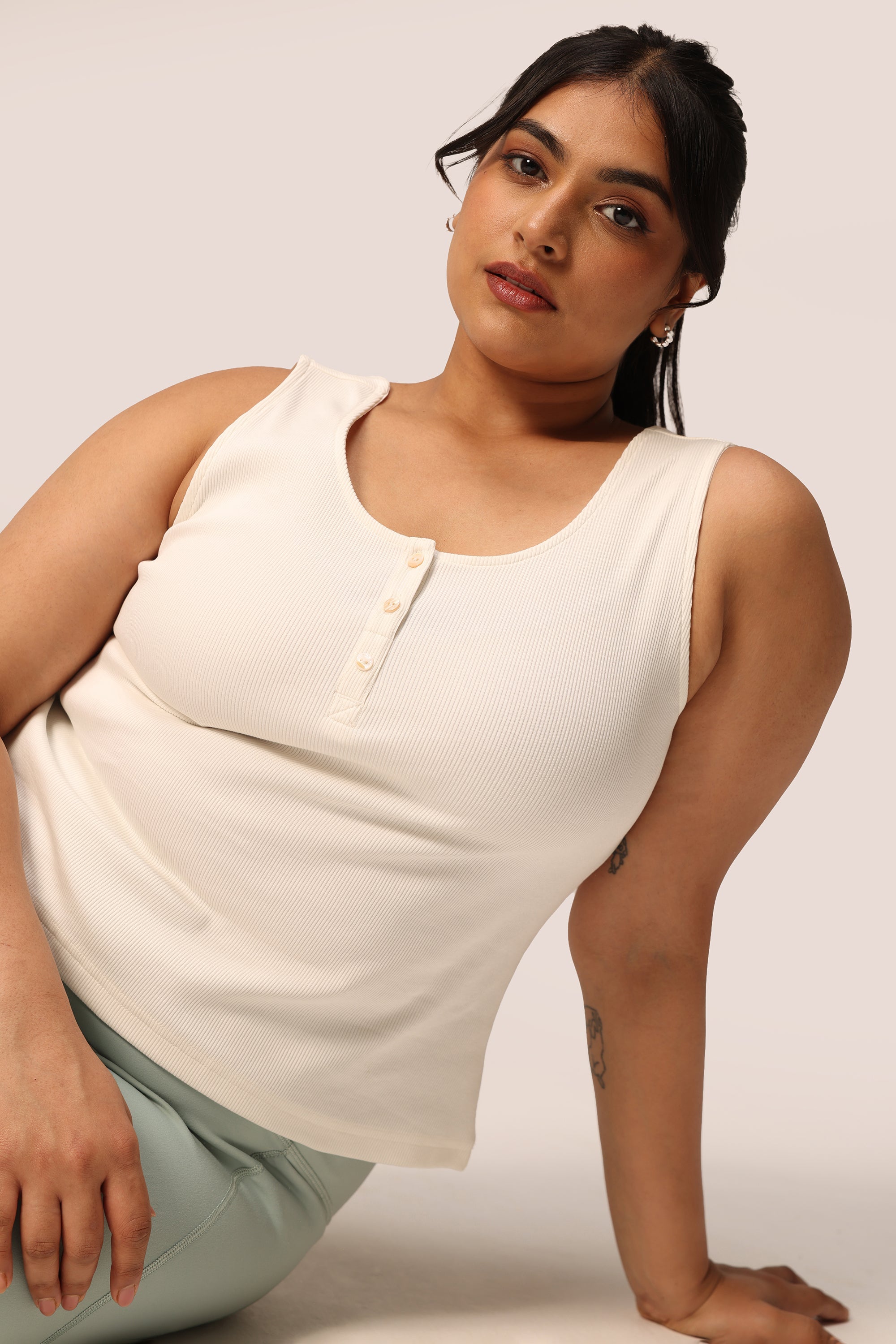 Blissentials Round Neck Henley Tank - BlissClub
