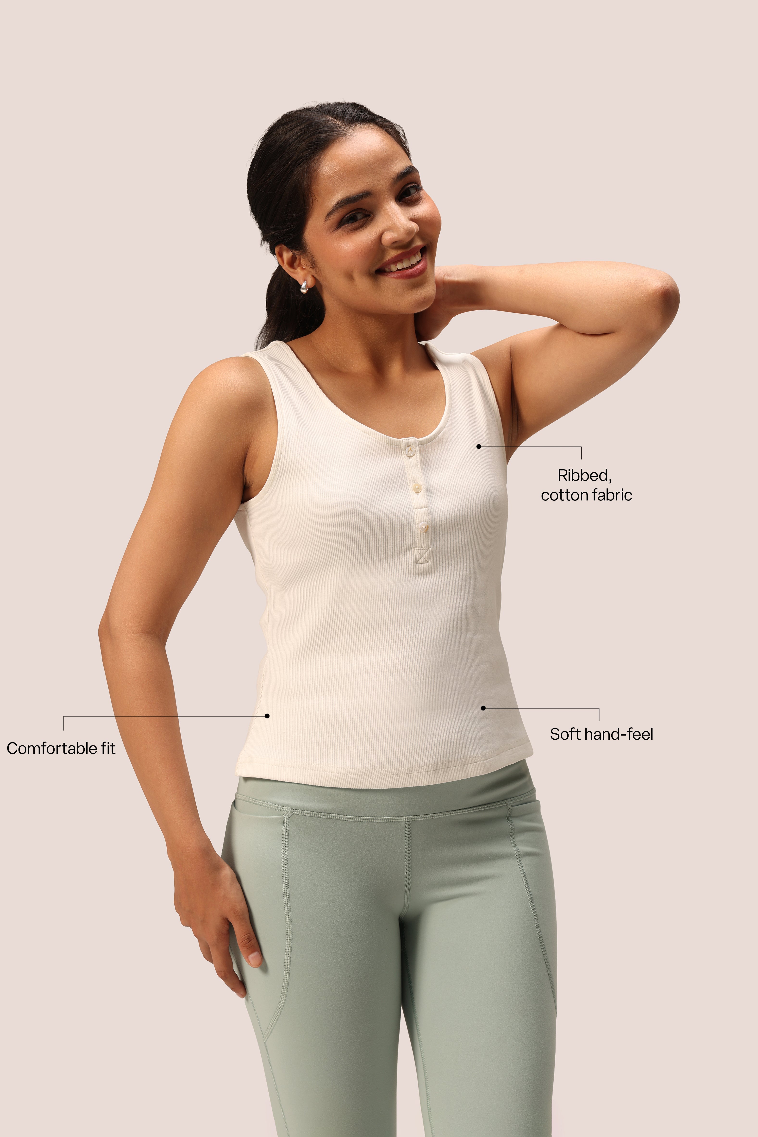 Blissentials Round Neck Henley Tank - BlissClub