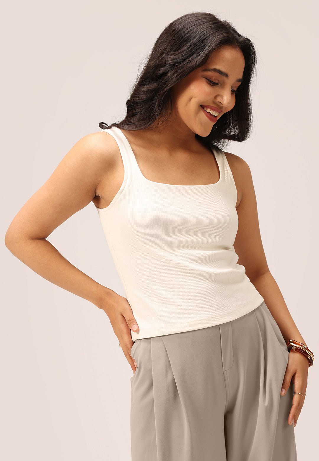 Blissentials Square Neck Built In Bra Top - BlissClub