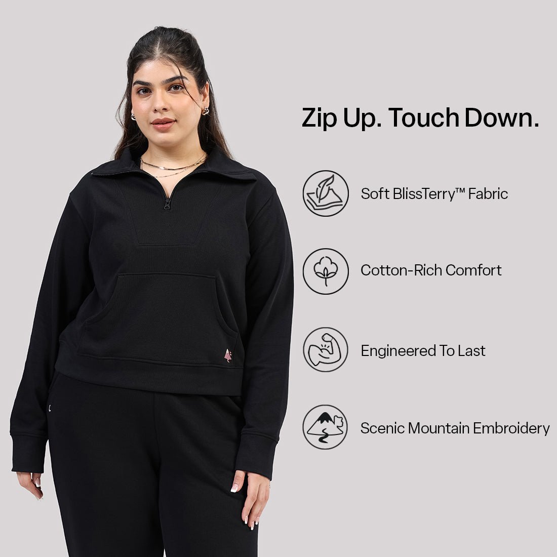 BlissTerry™ Cotton Pullover with Zipper - BlissClub