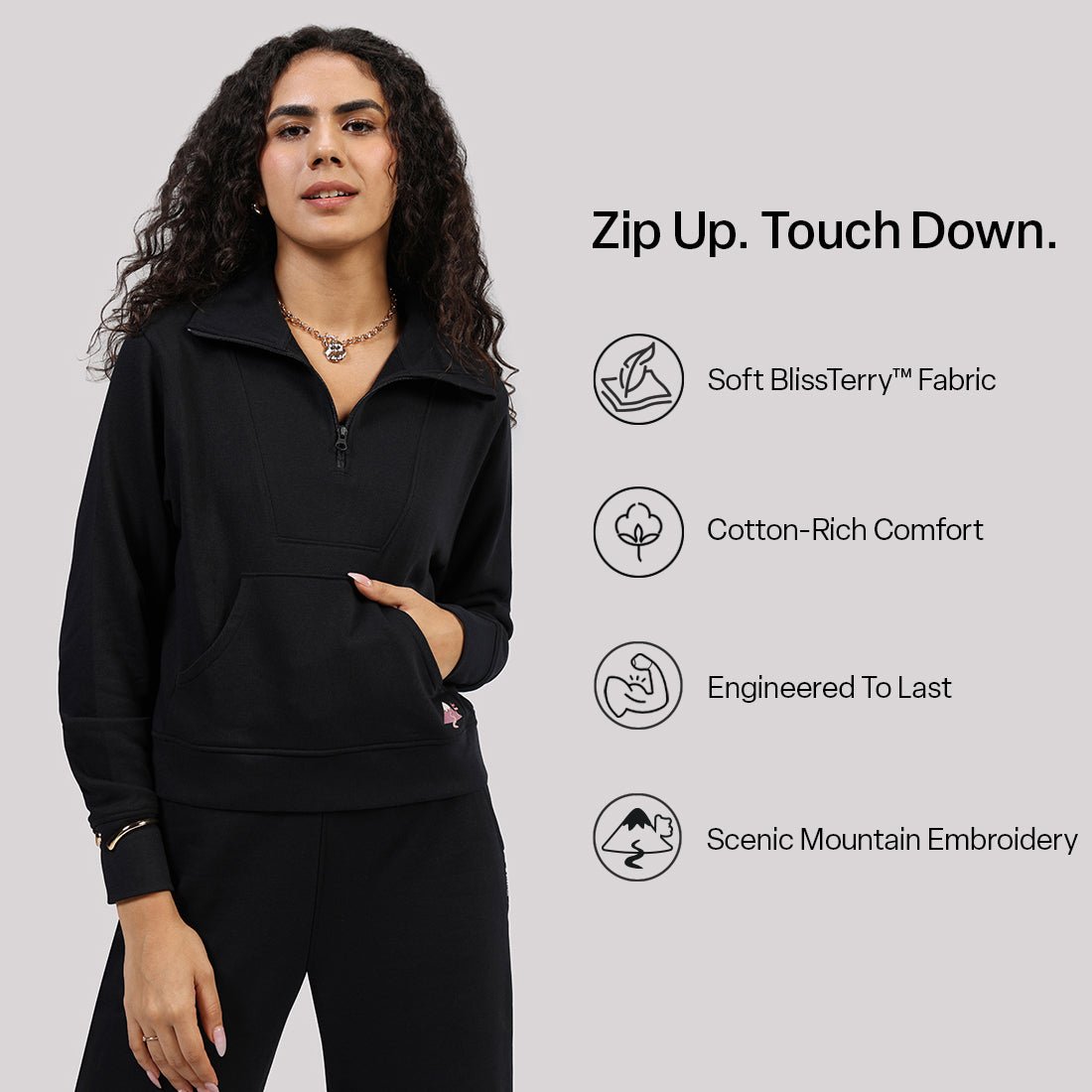 BlissTerry™ Cotton Pullover with Zipper - BlissClub