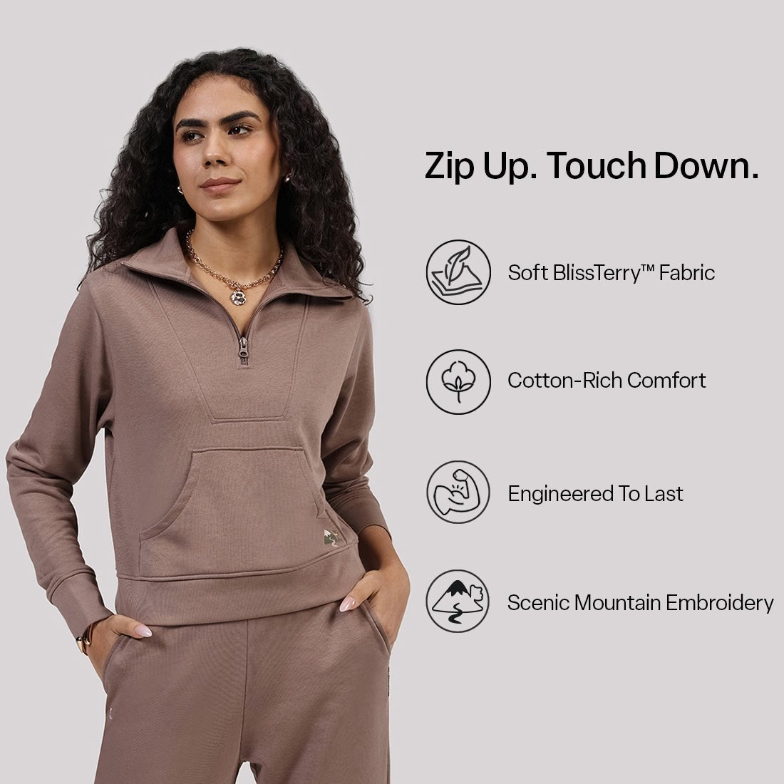 BlissTerry™ Cotton Pullover with Zipper - BlissClub