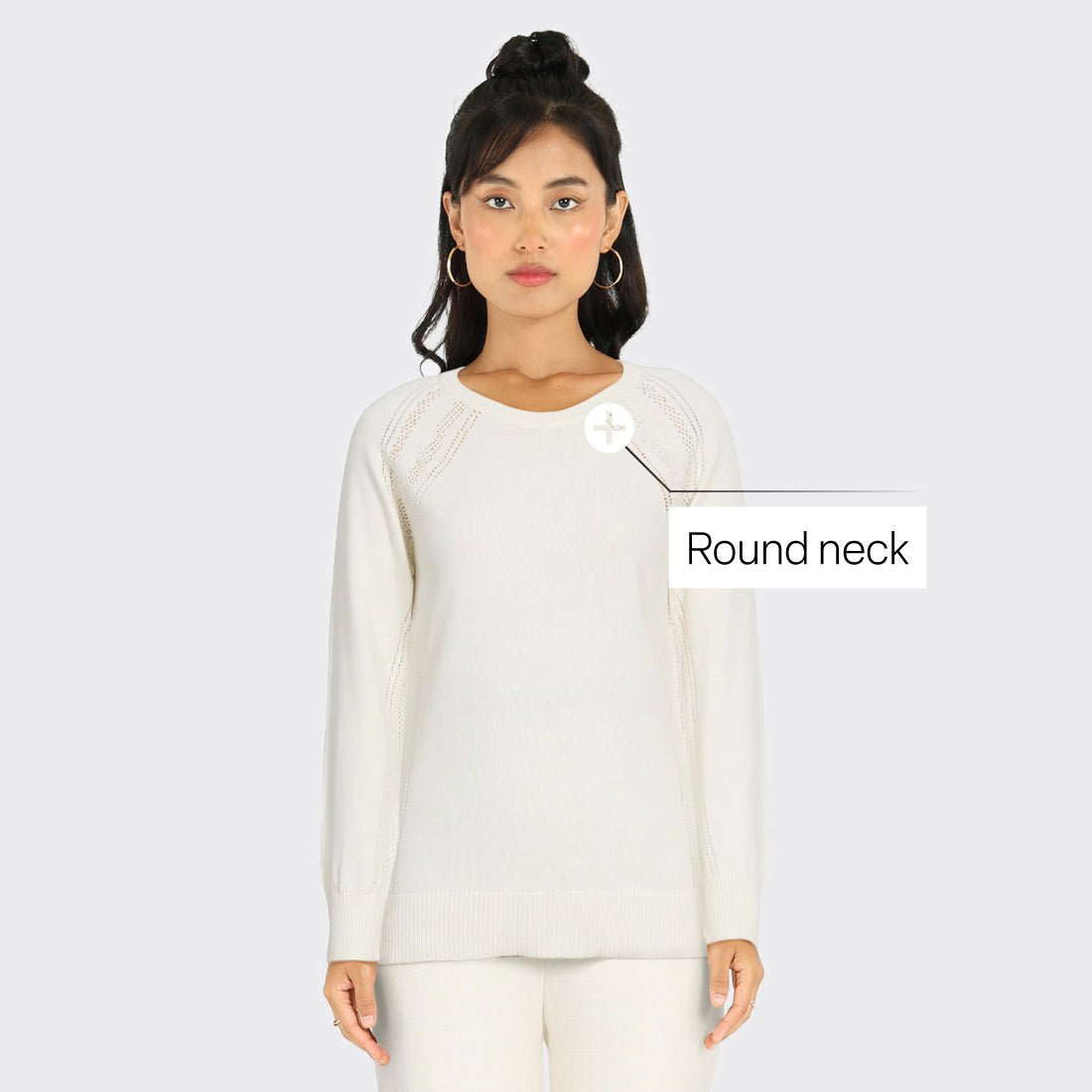 At-Ease Cotton Knit Pointelle Top - Full