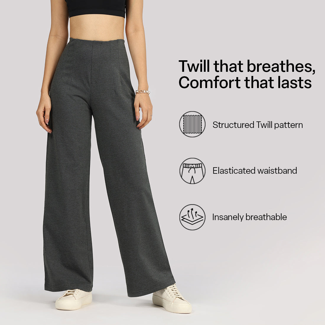 Work-To-Wine Twill Wide Dart Pants