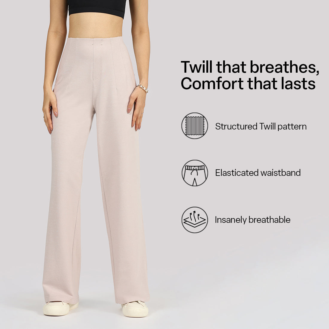 Work-To-Wine Twill Wide Dart Pants