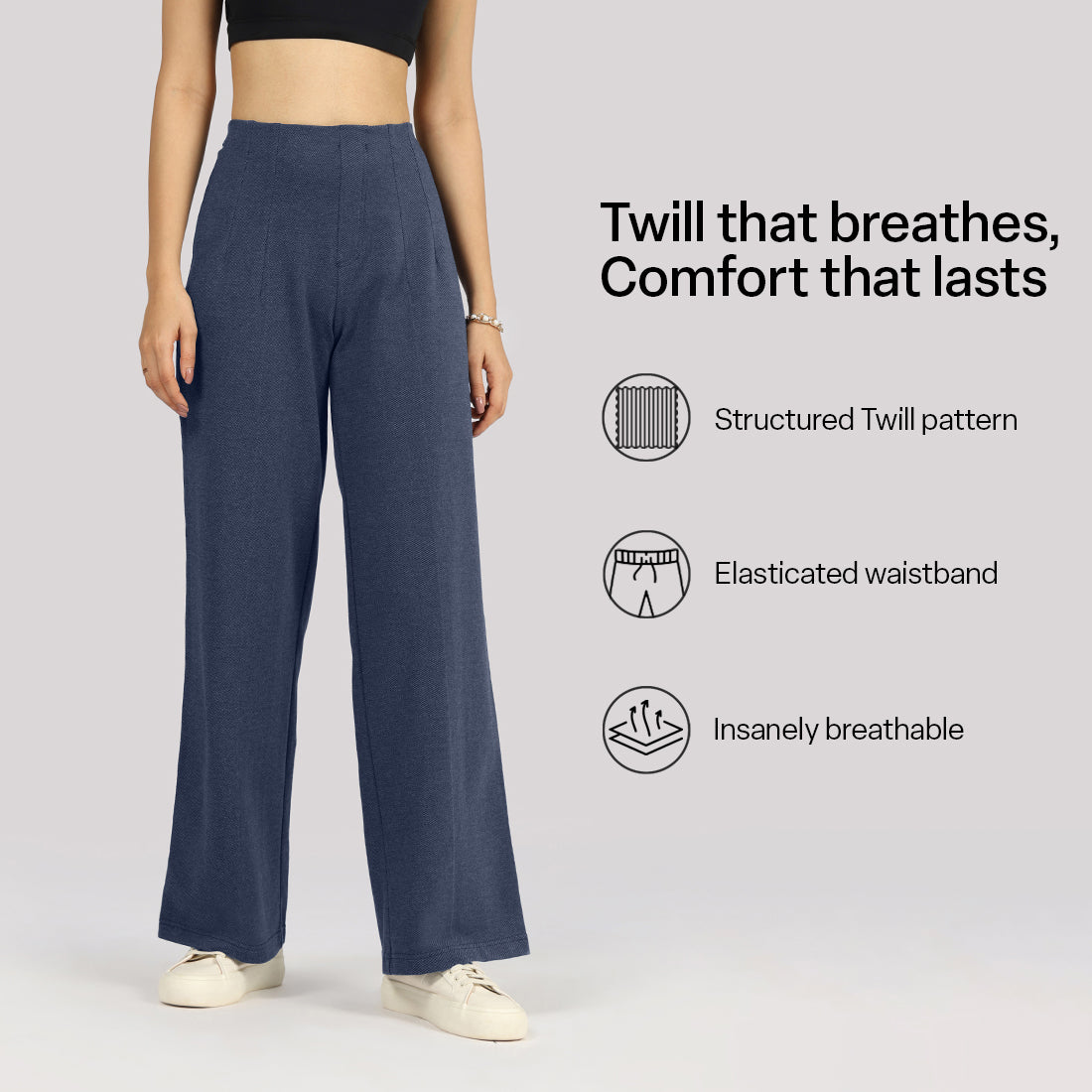 Work-To-Wine Twill Wide Dart Pants