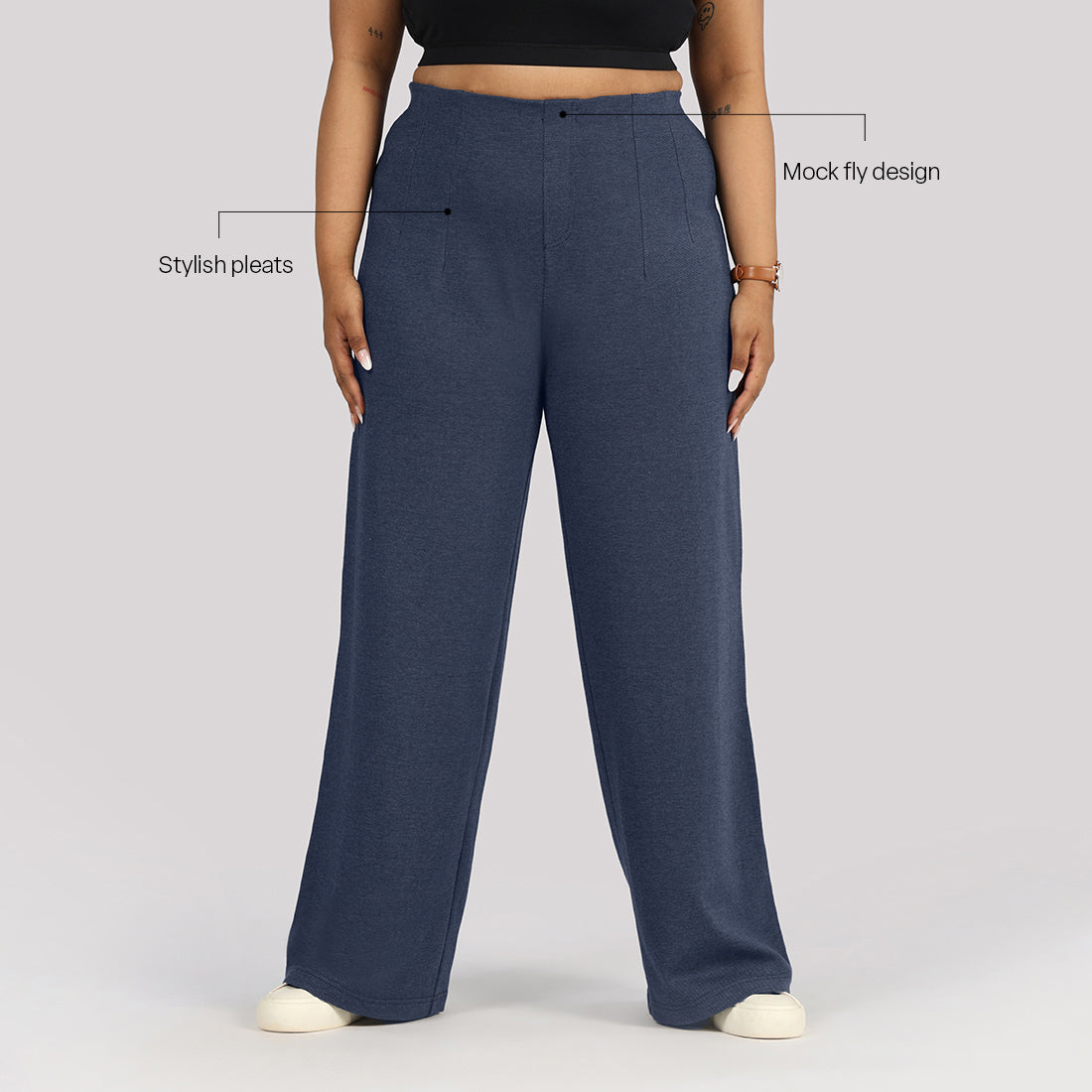 Work-To-Wine Twill Wide Dart Pants