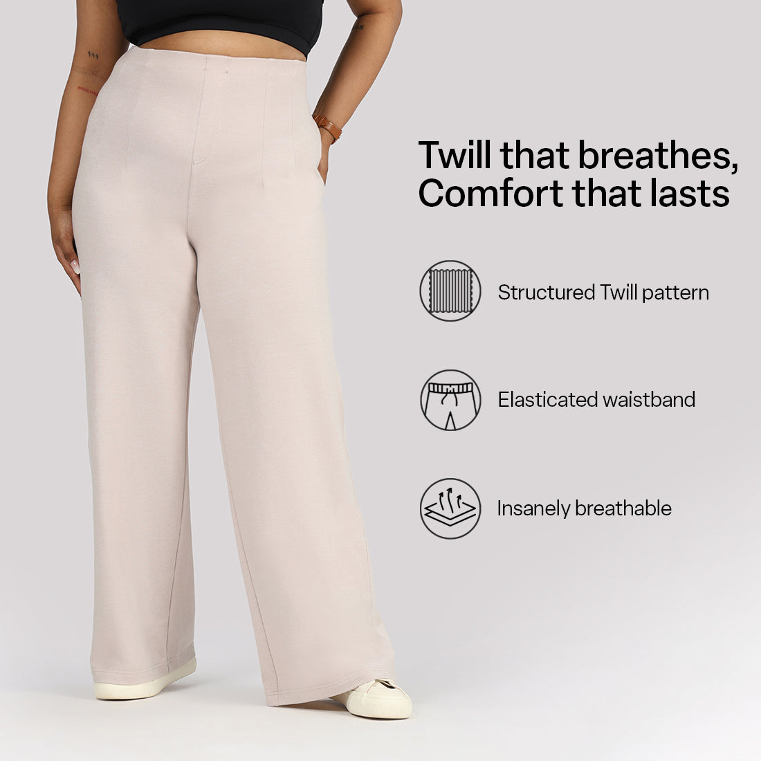 Work-To-Wine Twill Wide Dart Pants