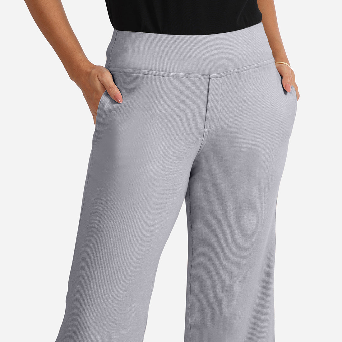 Work-To-Wine Twill Wide Leg Flare Pants