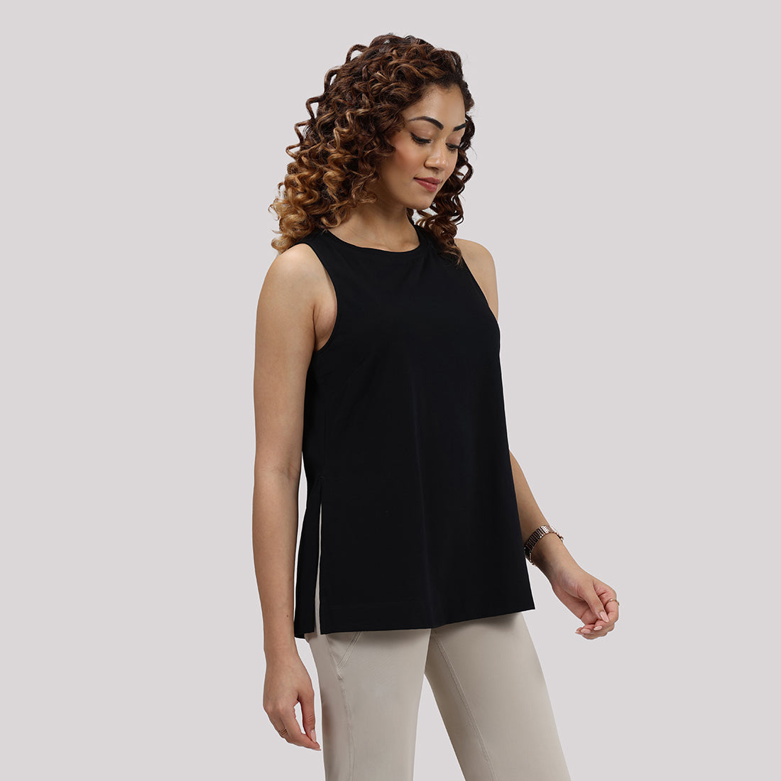 Last Tee Sleeveless Long Slit Top