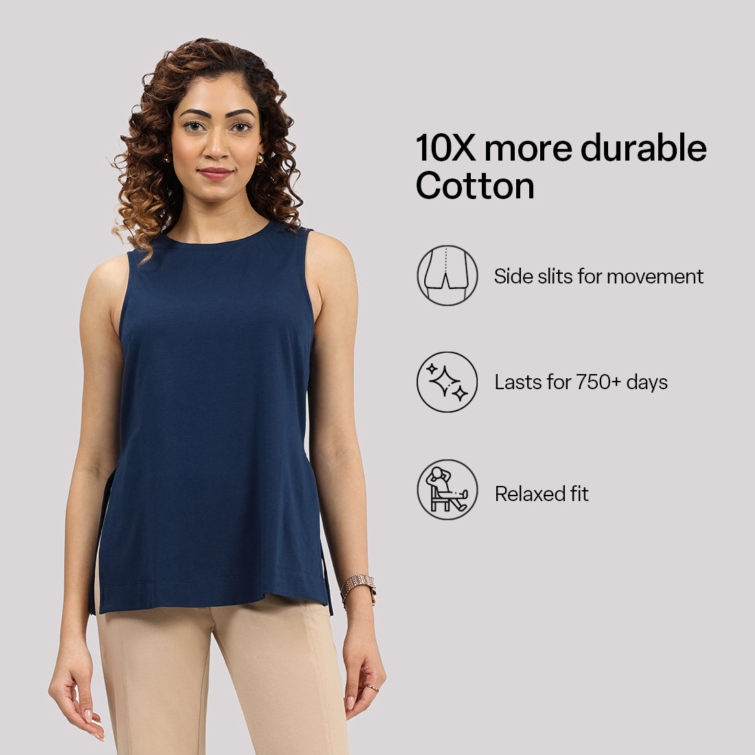 Last Tee Sleeveless Long Slit Top