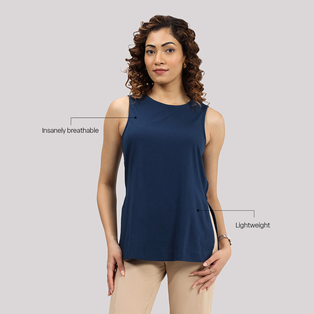 Last Tee Sleeveless Long Slit Top