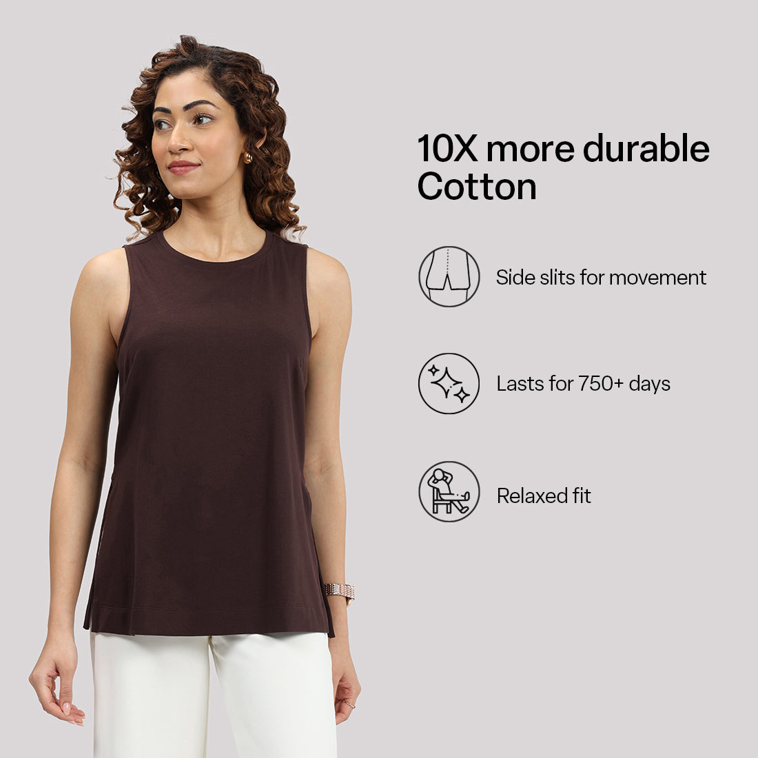Last Tee Sleeveless Long Slit Top