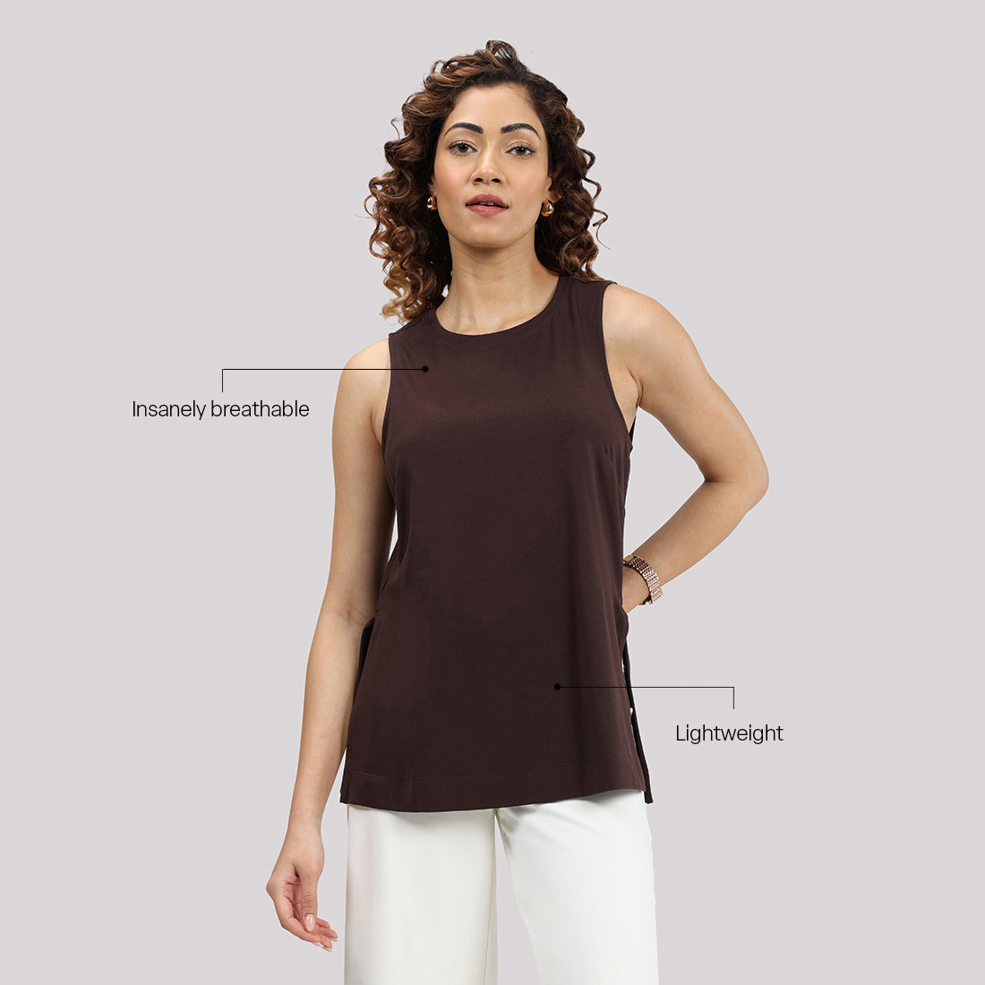 Last Tee Sleeveless Long Slit Top
