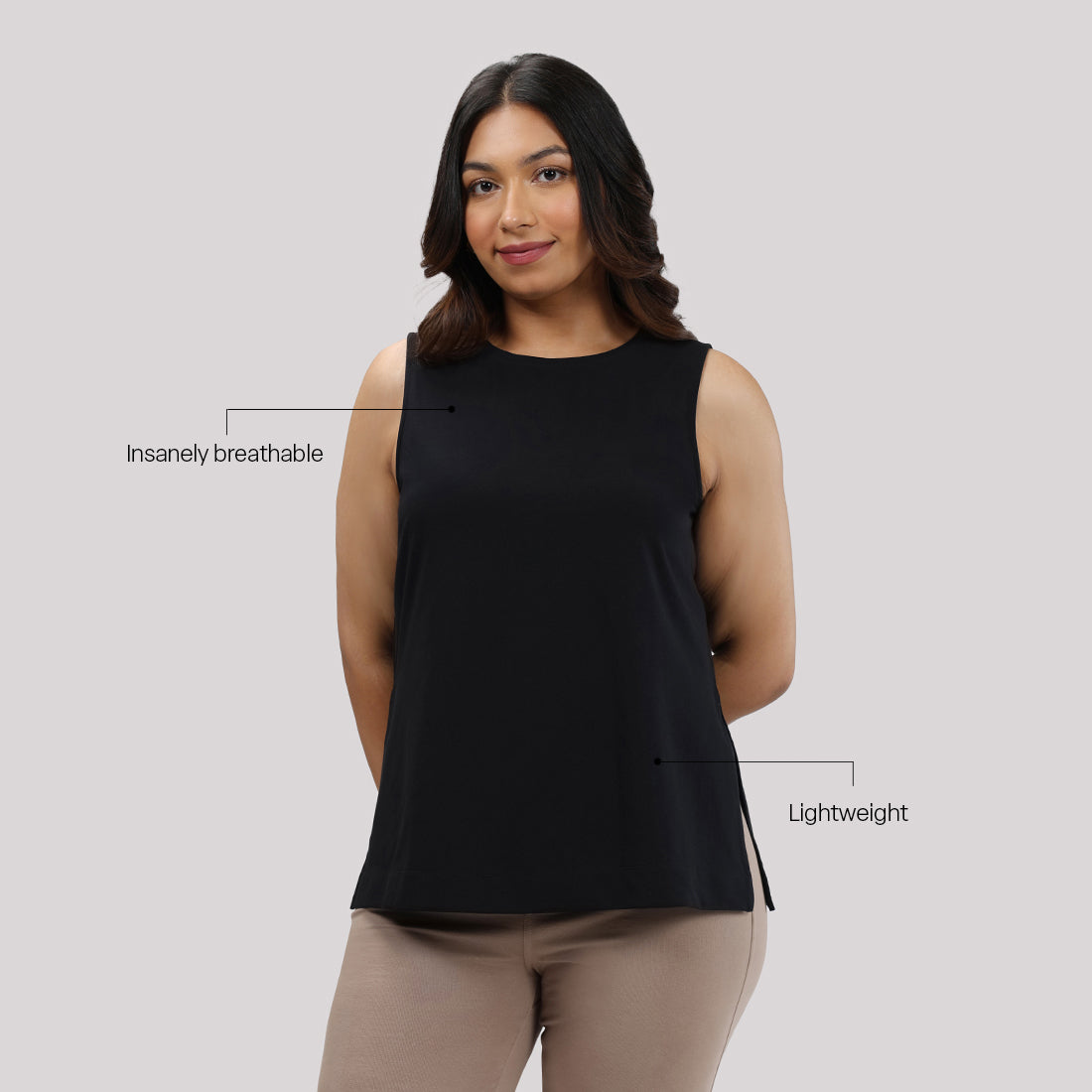 Last Tee Sleeveless Long Slit Top
