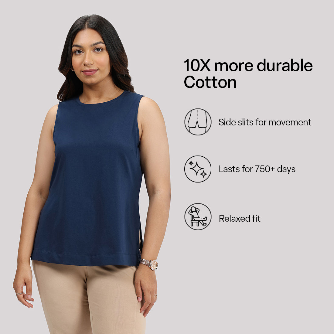 Last Tee Sleeveless Long Slit Top