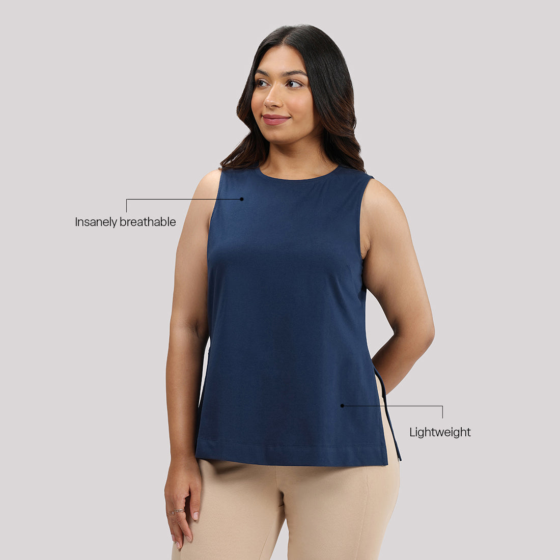 Last Tee Sleeveless Long Slit Top