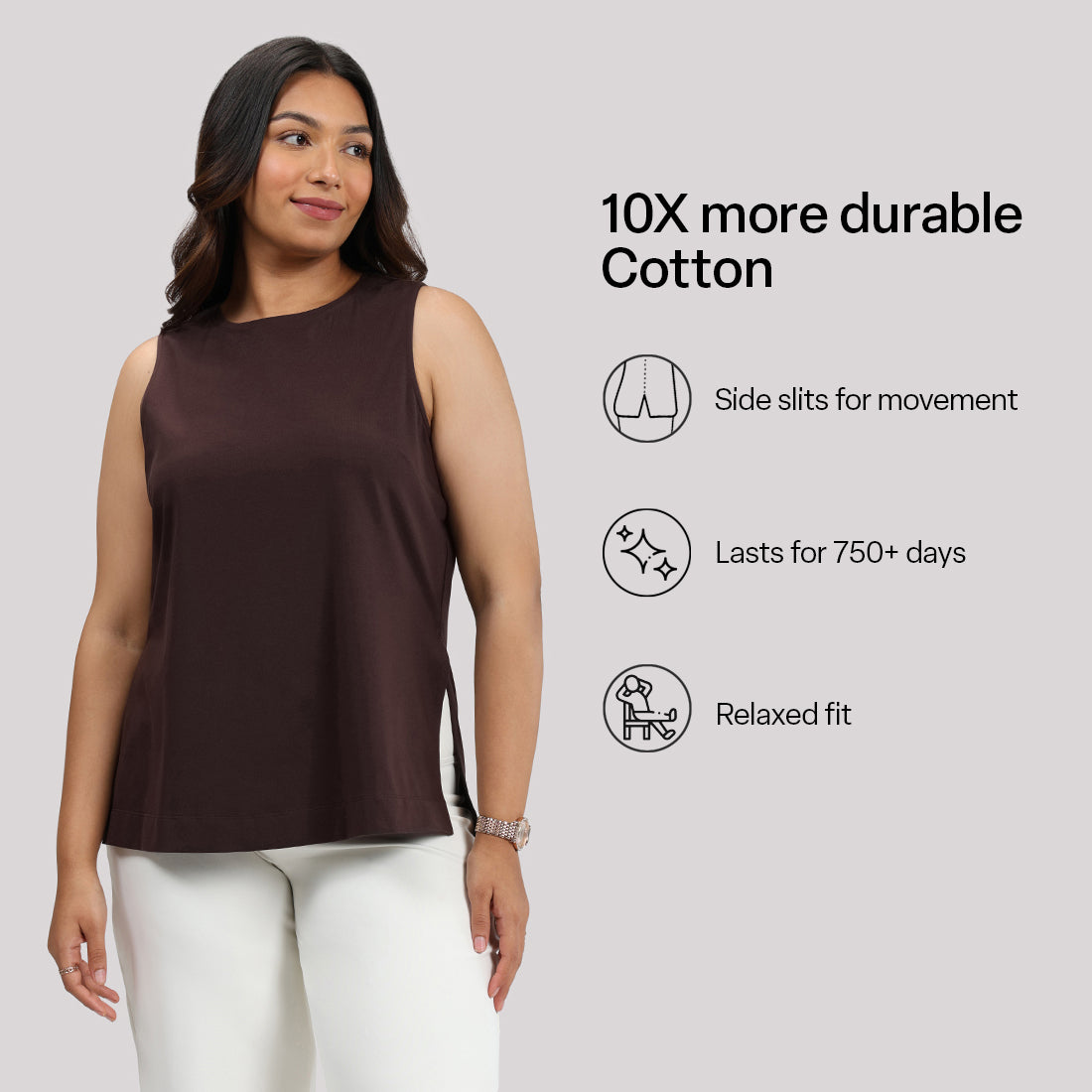 Last Tee Sleeveless Long Slit Top