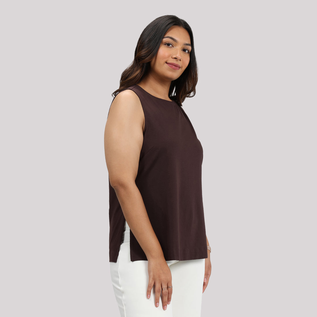 Last Tee Sleeveless Long Slit Top