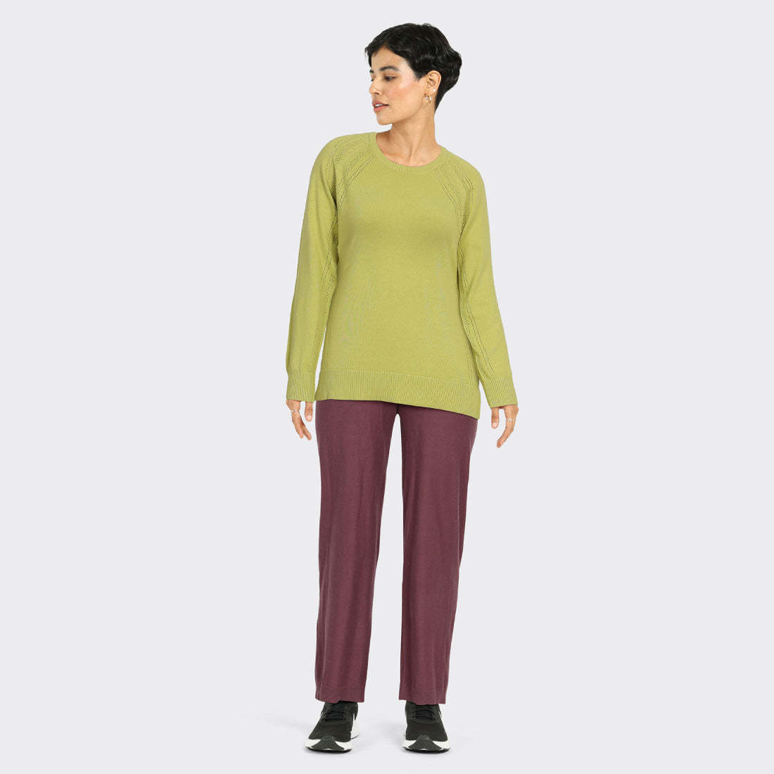 At-Ease Cotton Knit Pointelle Top - Full