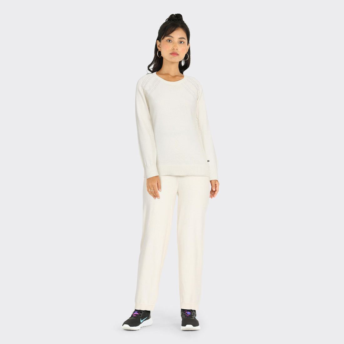 At-Ease Cotton Knit Pointelle Top - Full
