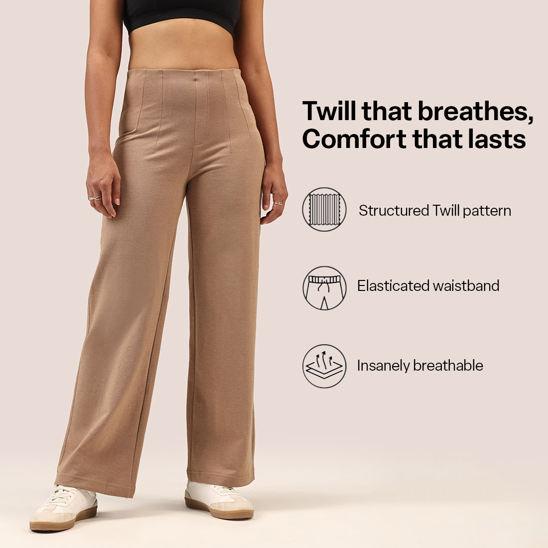 Work-To-Wine Twill Wide Dart Pants