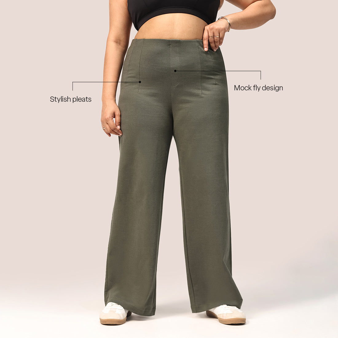 Work-To-Wine Twill Wide Dart Pants