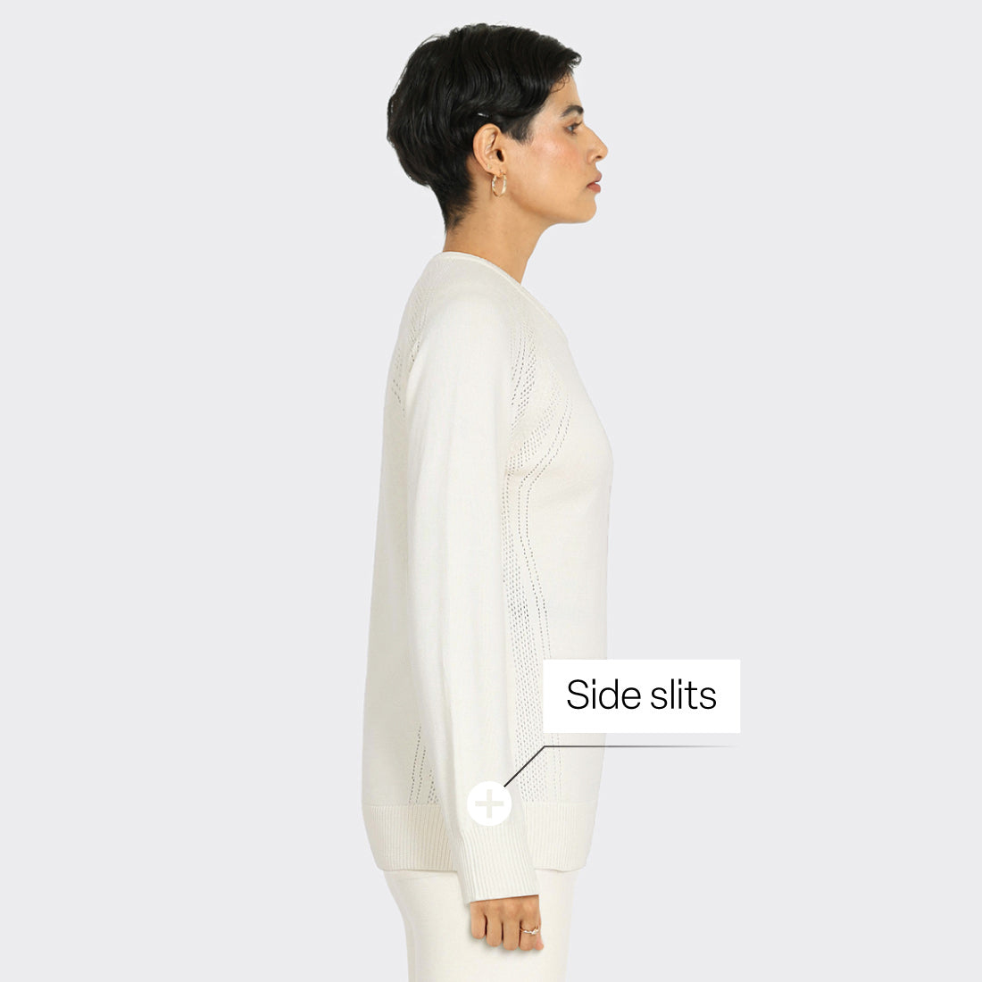 At-Ease Cotton Knit Pointelle Top - Full