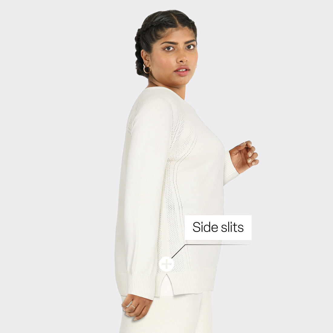 At-Ease Cotton Knit Pointelle Top - Full