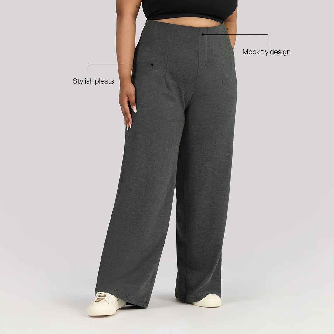 Work-To-Wine Twill Wide Dart Pants - BlissClub